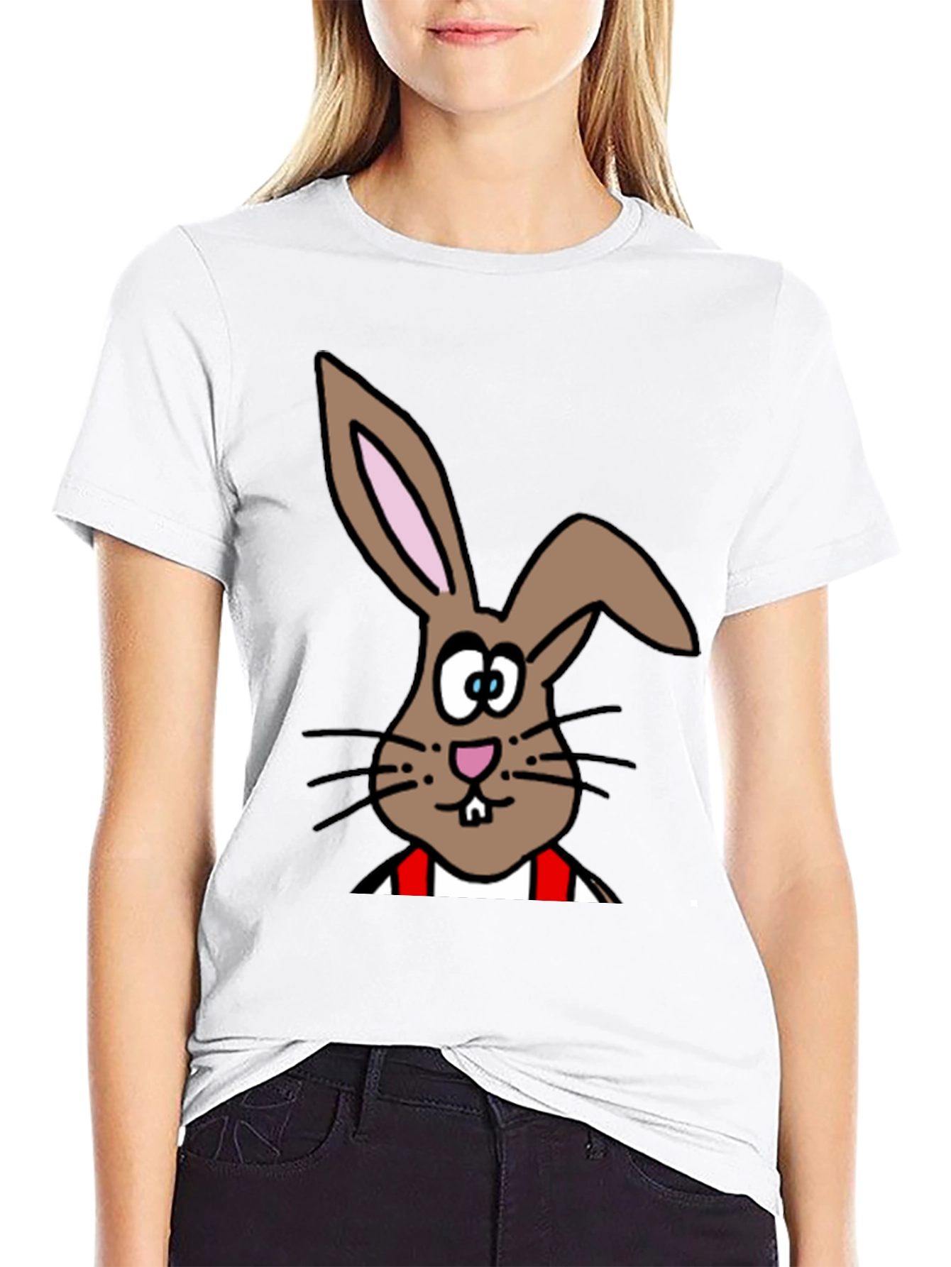 Black Cartoon Bunny T-Shirt - Casual Cotton Tee view 9