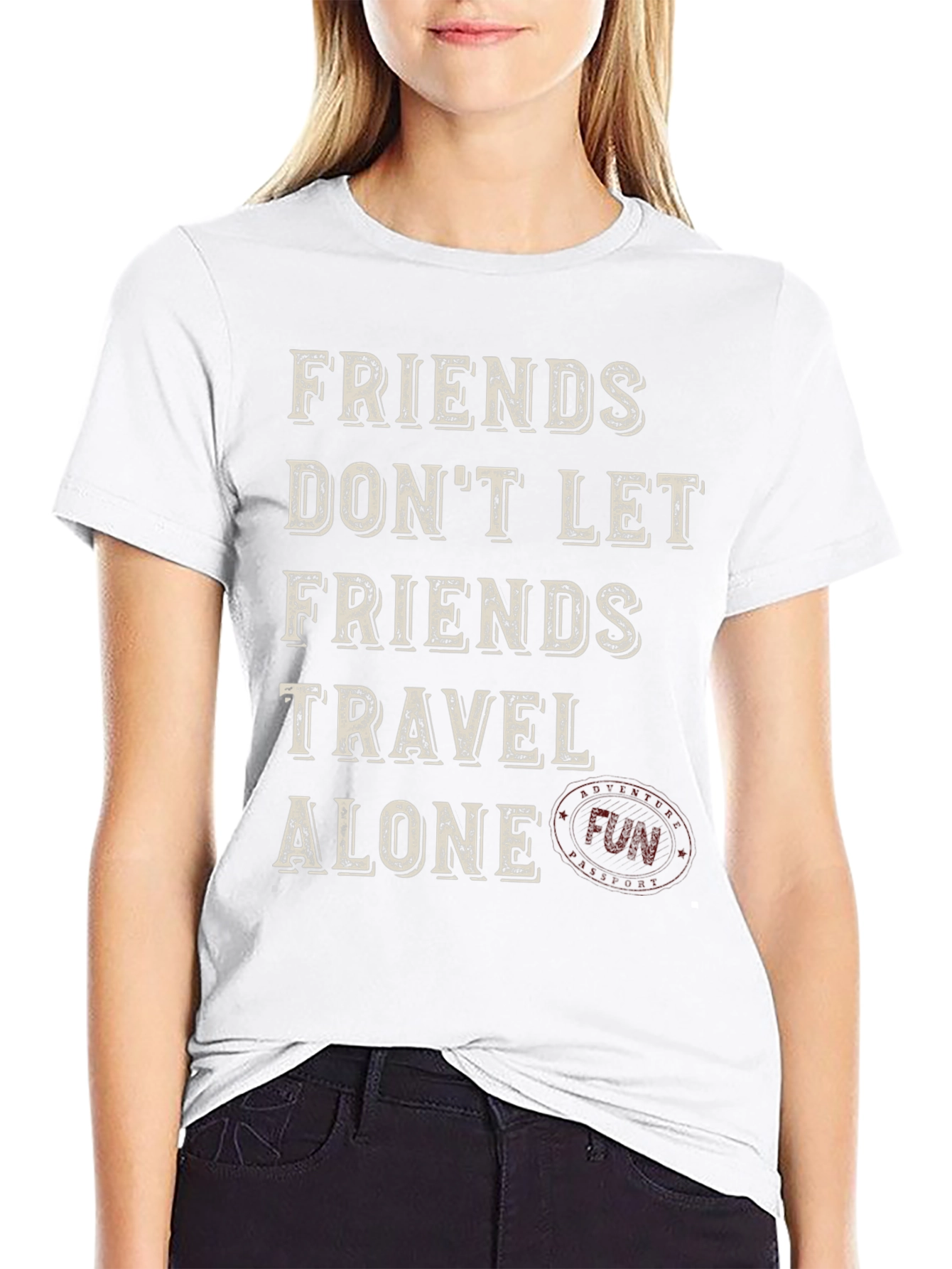 Black Friends Travel Alone Graphic Tee - Black view 9