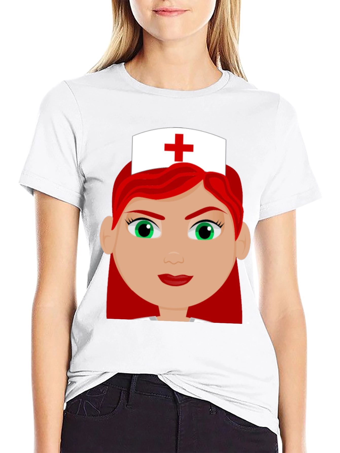 Black Nurse Cartoon Graphic T-Shirt view 9