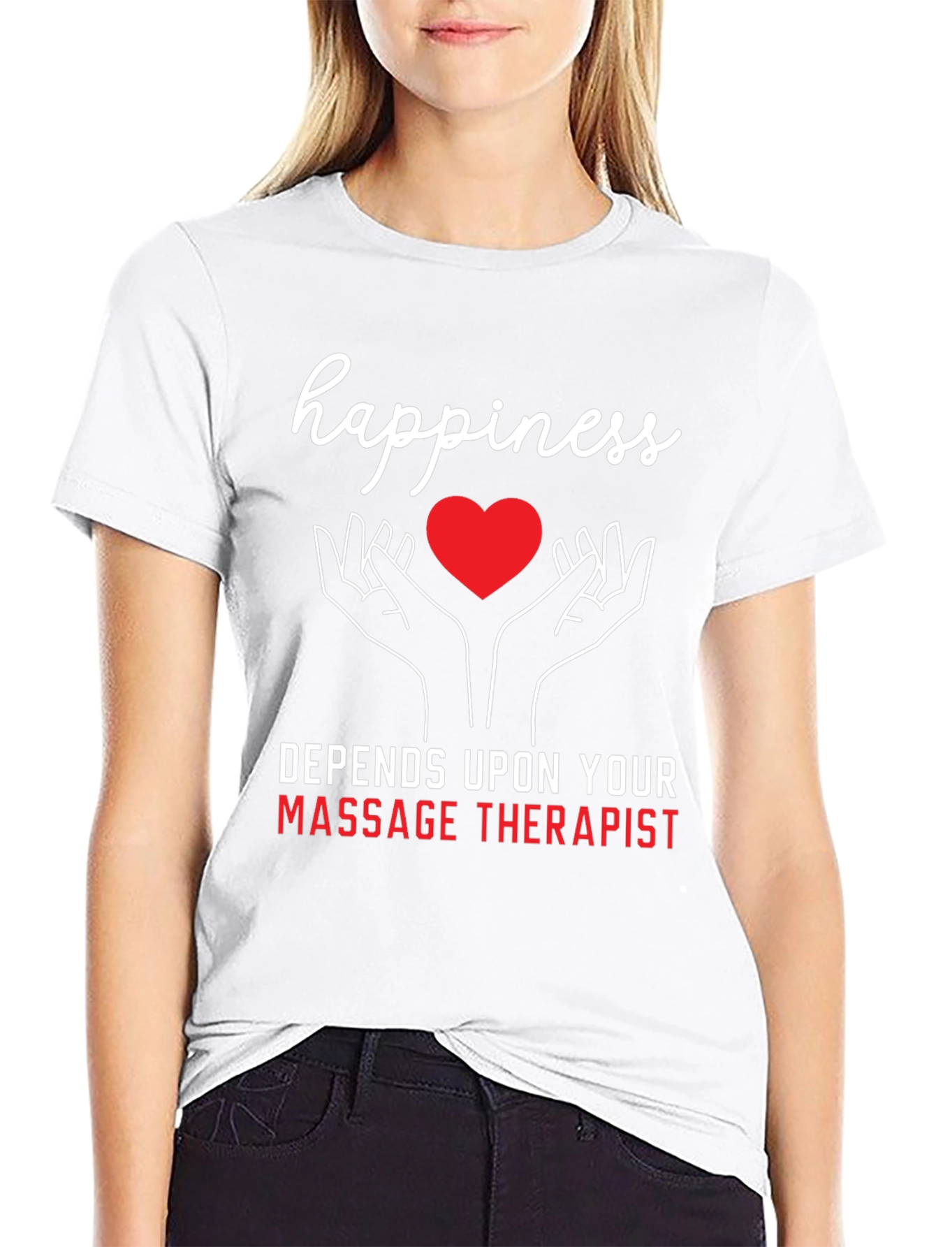 Black Happiness Massage Therapist T-Shirt view 9