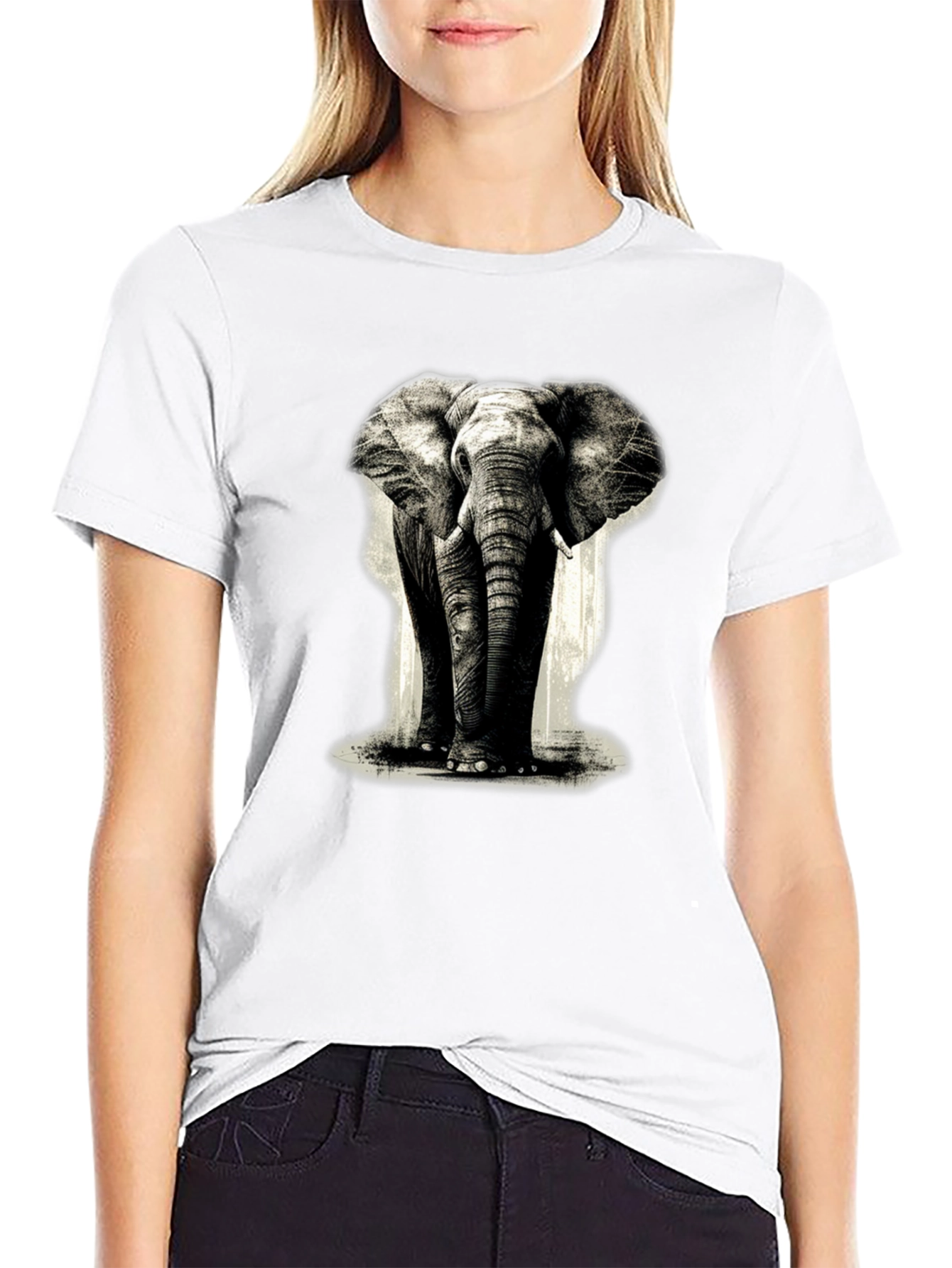 Black Elephant Graphic Black T-Shirt view 9