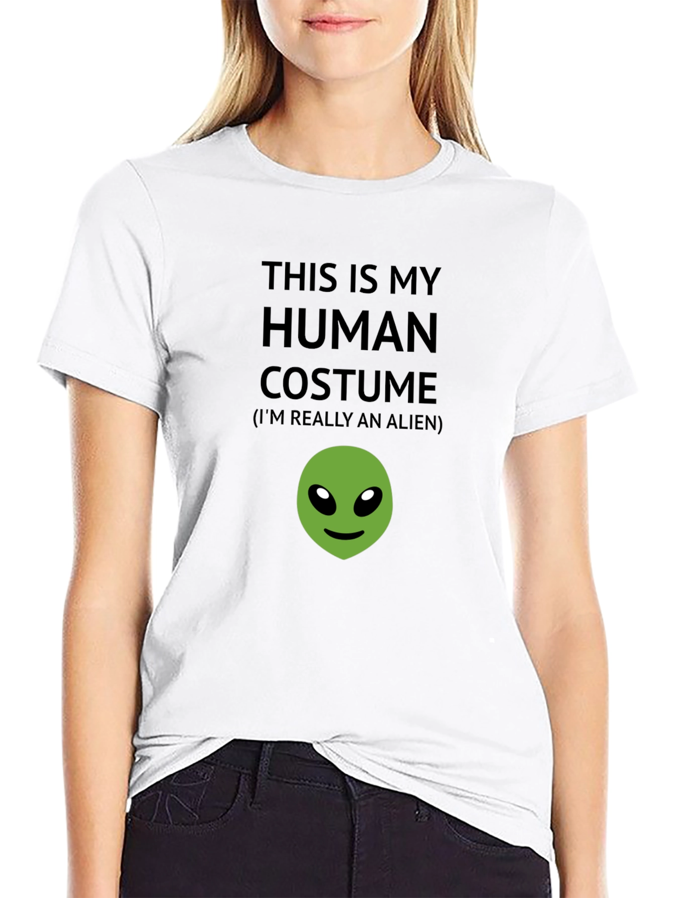 Black Human Costume Alien T-Shirt - Funny Novelty Tee view 9