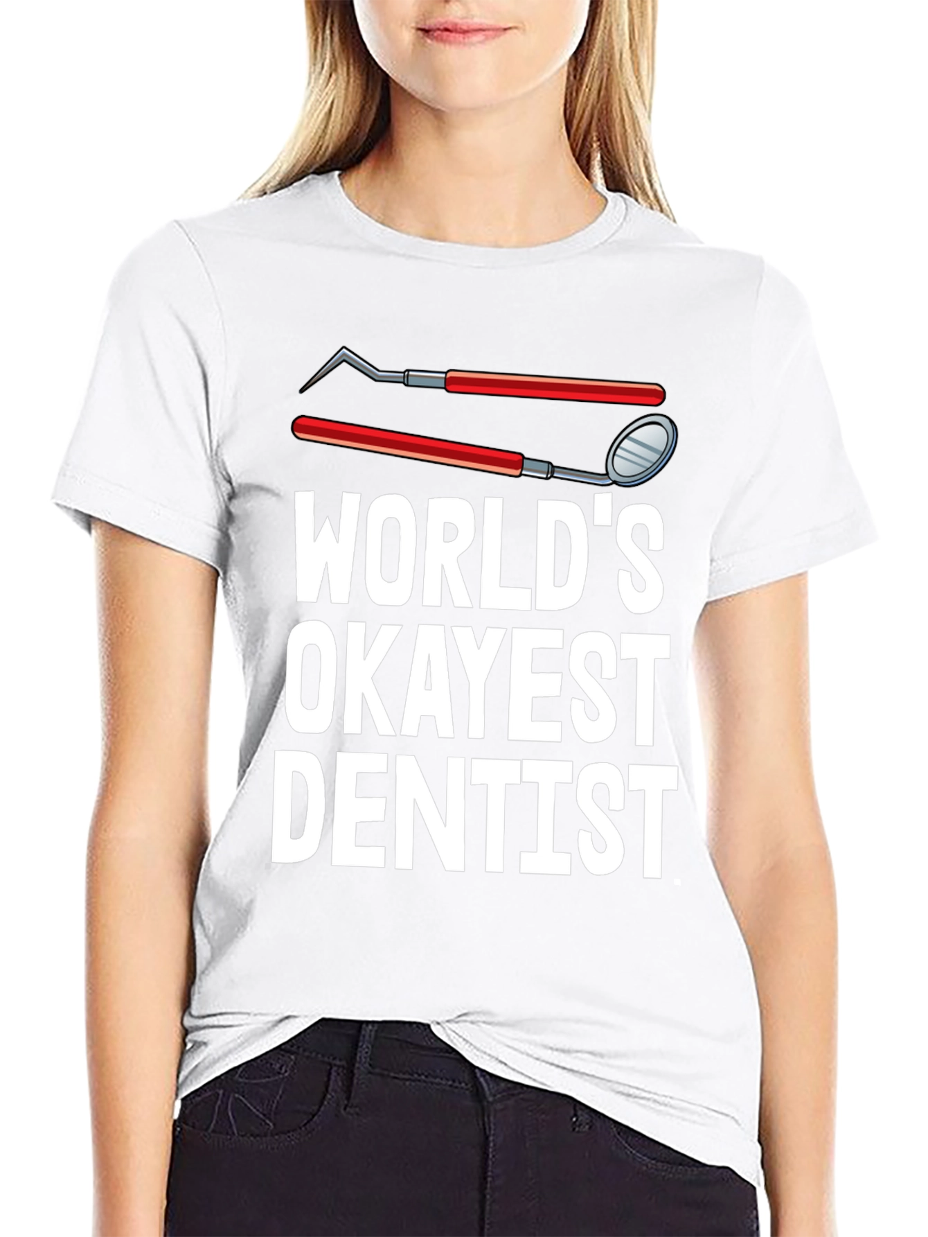 Black World's Okayest Dentist T-Shirt Funny Dental Tee view 9