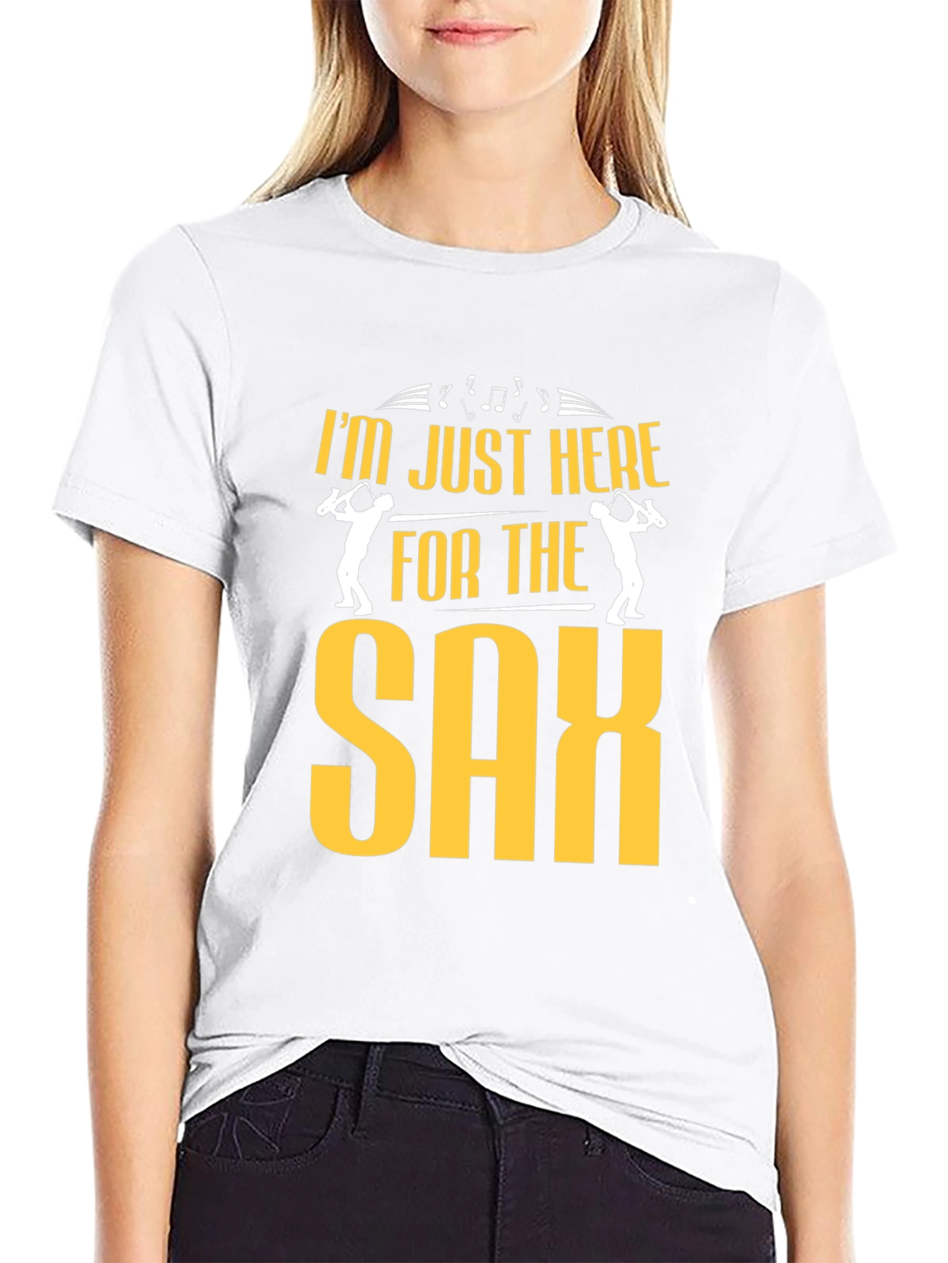Black I'm Just Here For The Sax - Black Cotton T-Shirt view 9