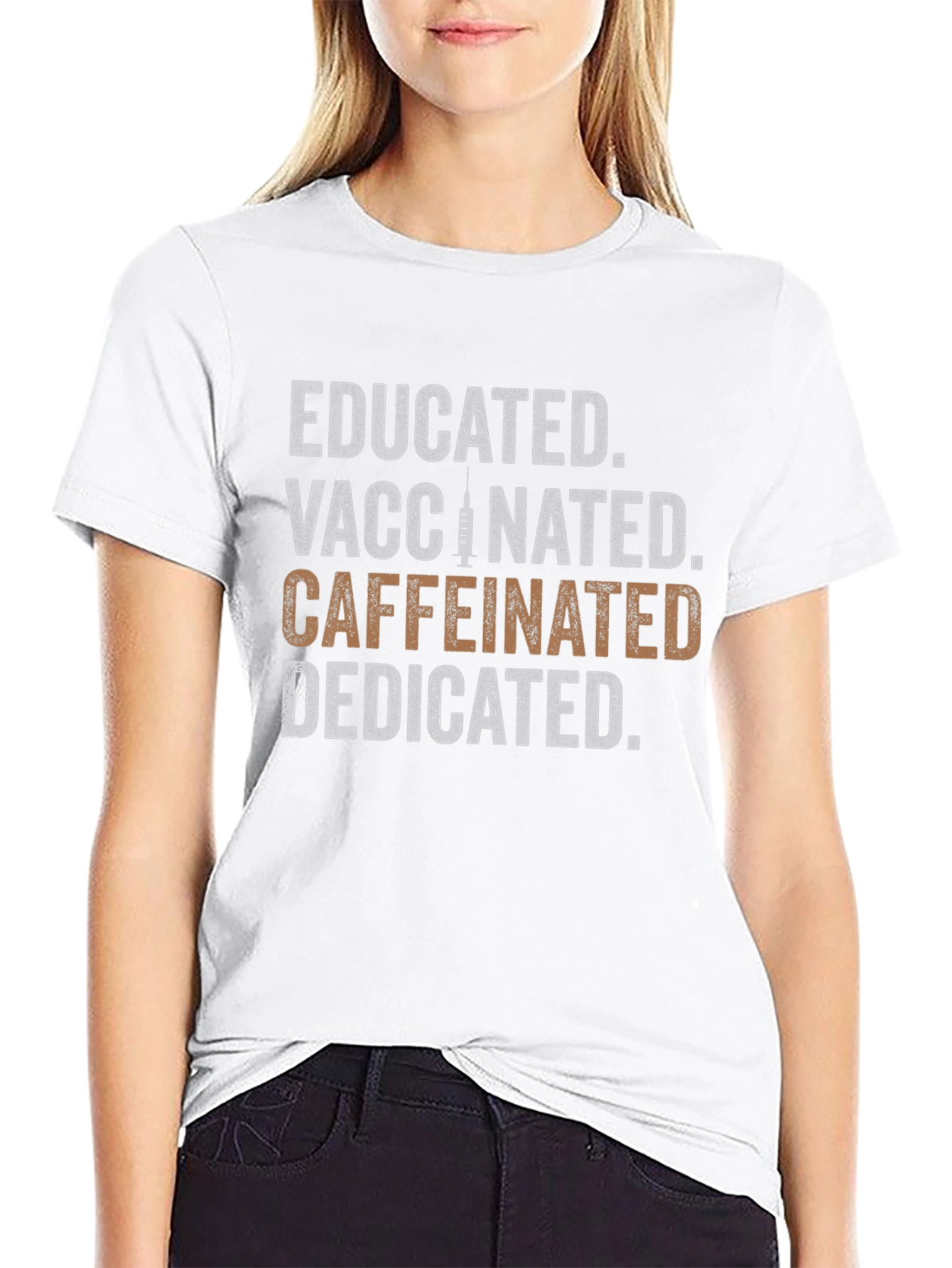 Black Educated Vaccinated Caffeinated Dedicated Graphic Tee view 9