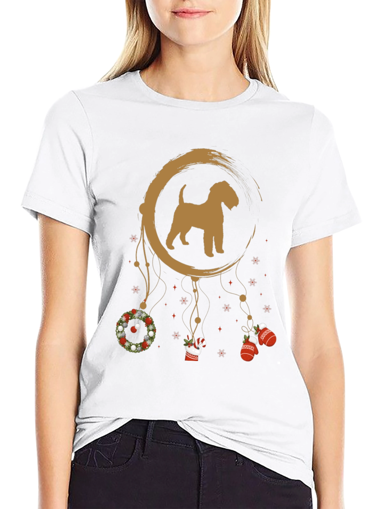 Black Dog Breed Christmas Dreamcatcher T-Shirt view 9