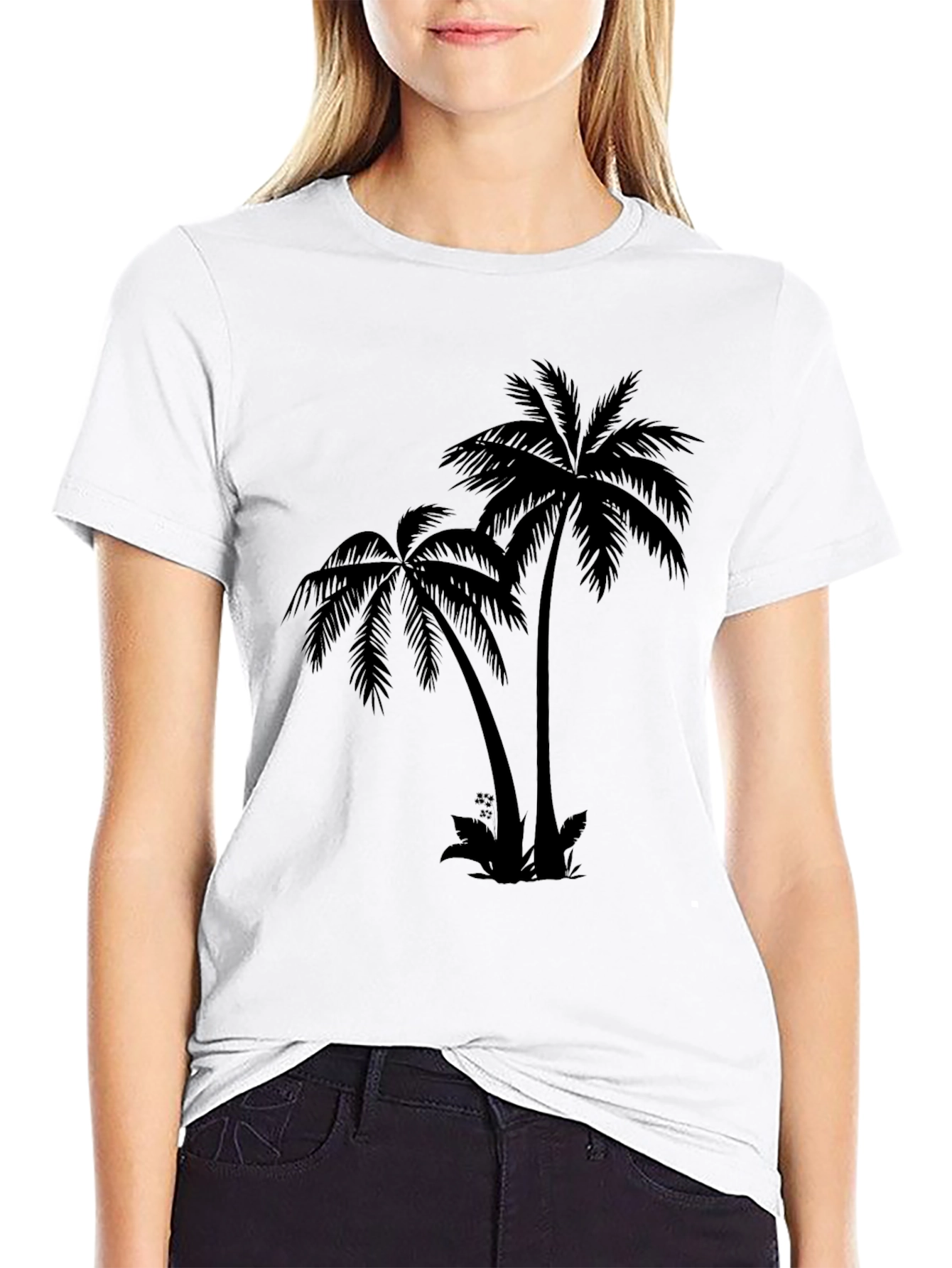 Black Palm Tree Graphic T-Shirt - Tropical Island Vibes view 9