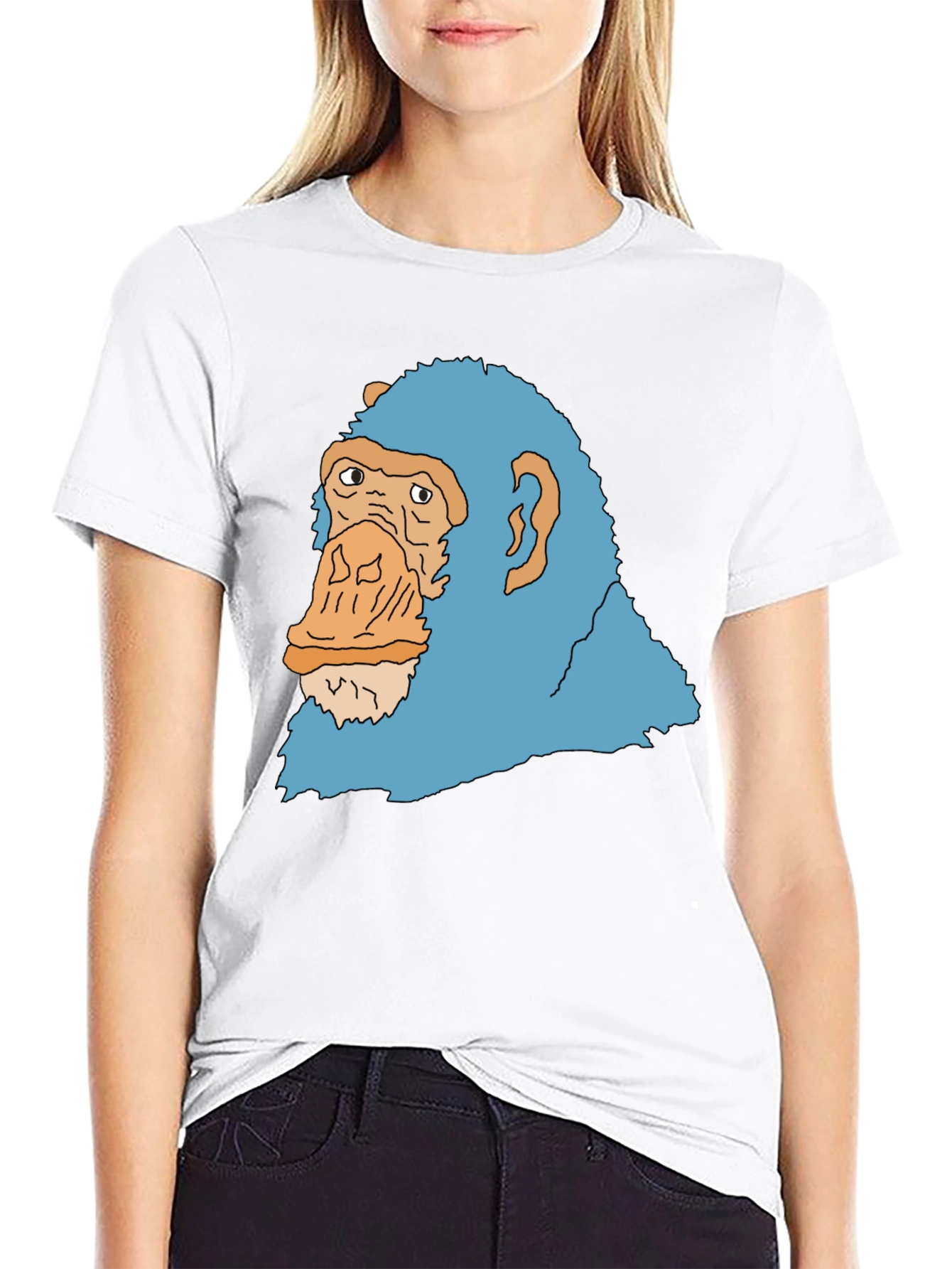 Black Blue Monkey Graphic Black T-Shirt view 9