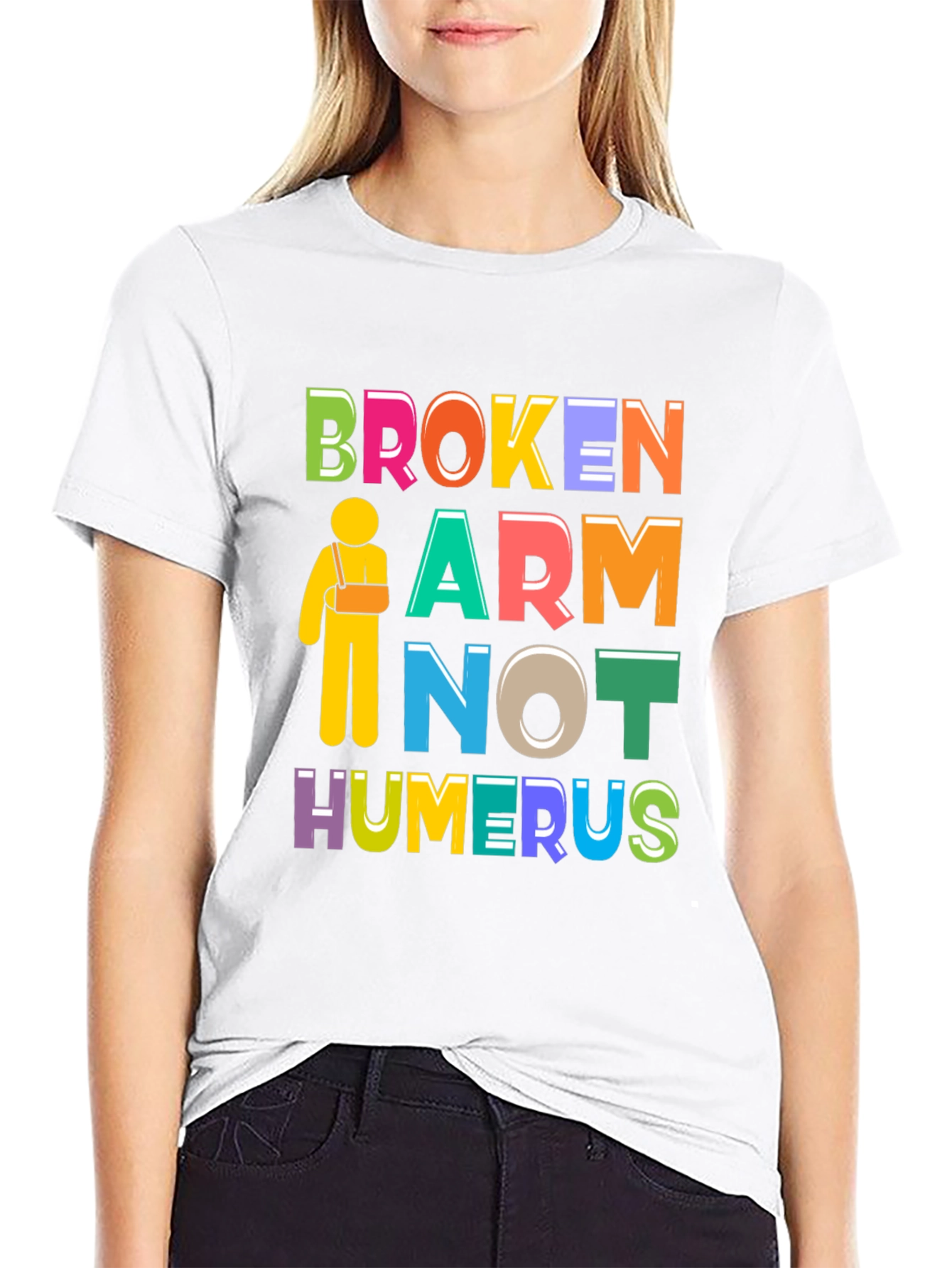 Black Broken Arm Humor Graphic Tee view 9