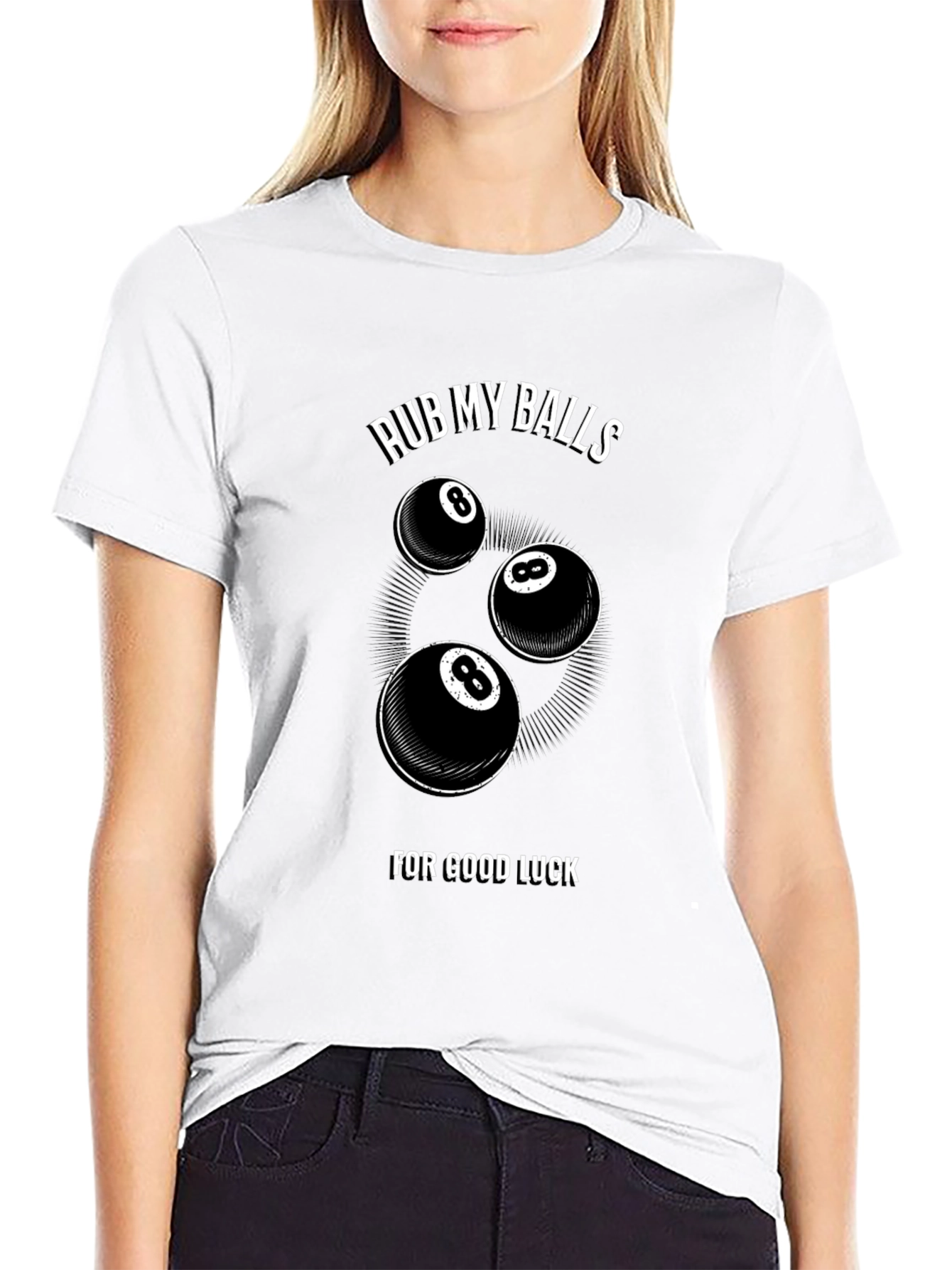 Black Rub My Balls For Good Luck T-Shirt view 9