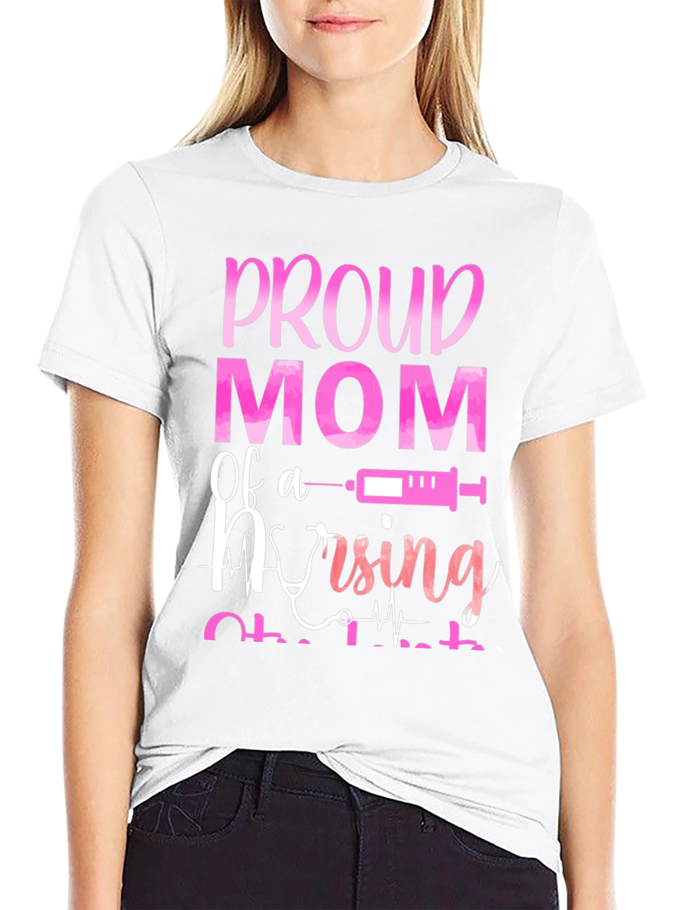 Black Proud Mom of a Nursing Student T-Shirt view 9