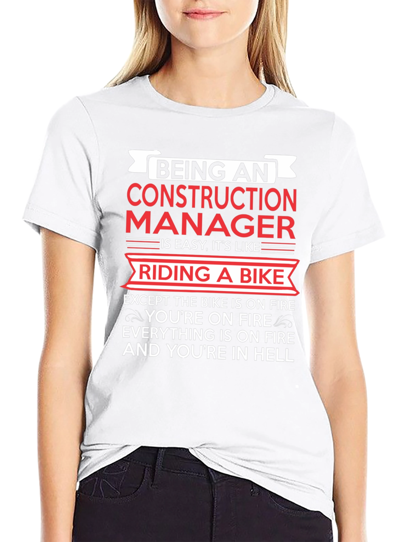 Black Construction Manager Funny T-Shirt view 9