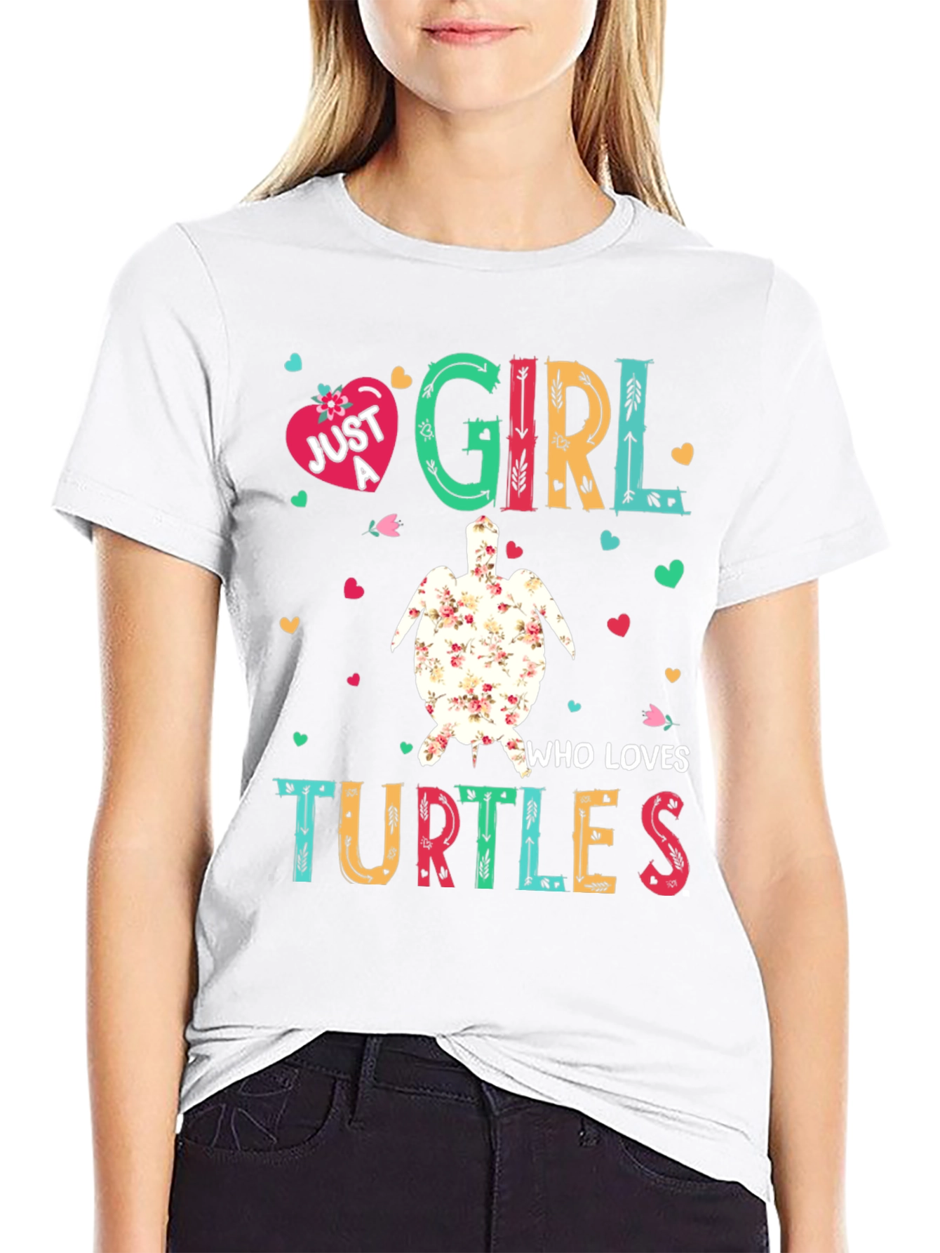 Black Just A Girl Who Loves Turtles T-Shirt view 9