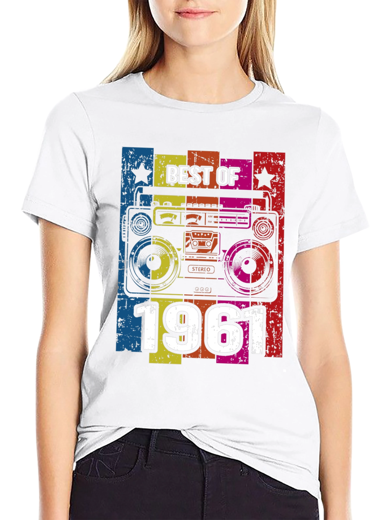 Black Best of 1961 Retro Boombox T-Shirt view 9