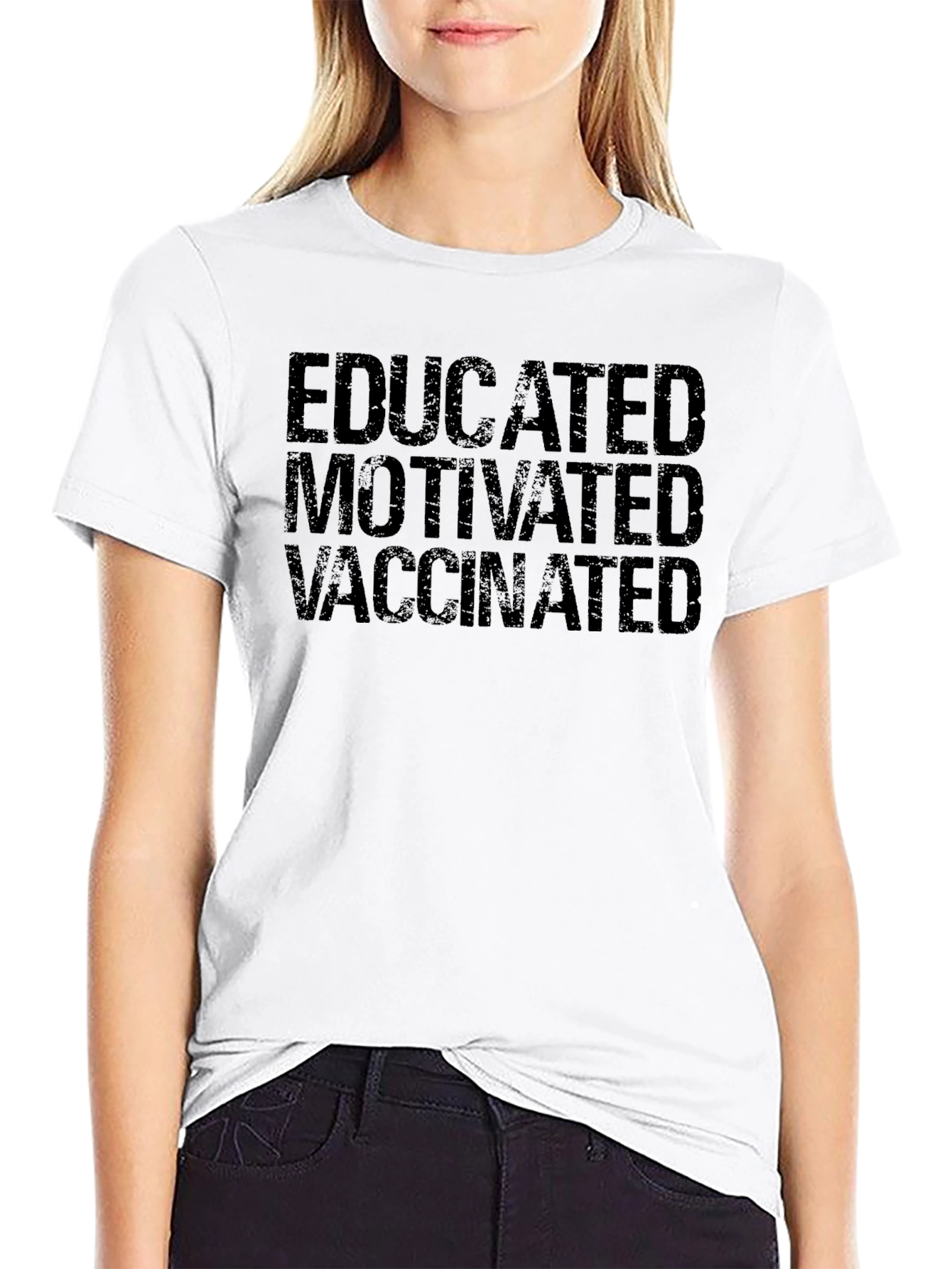 Black Educated Motivated Vaccinated T-Shirt view 9