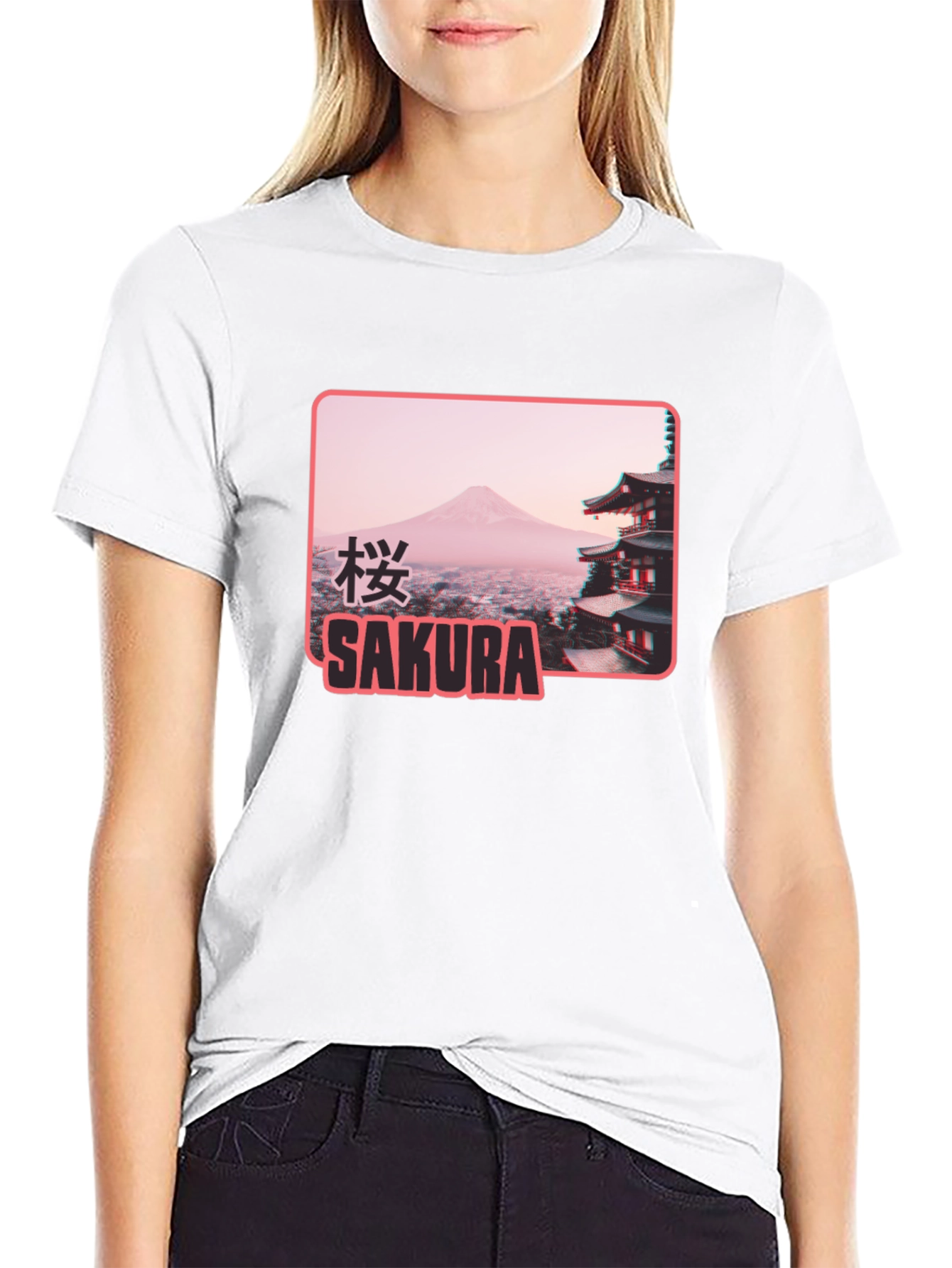 Black Sakura Japan Graphic T-Shirt - Black view 9