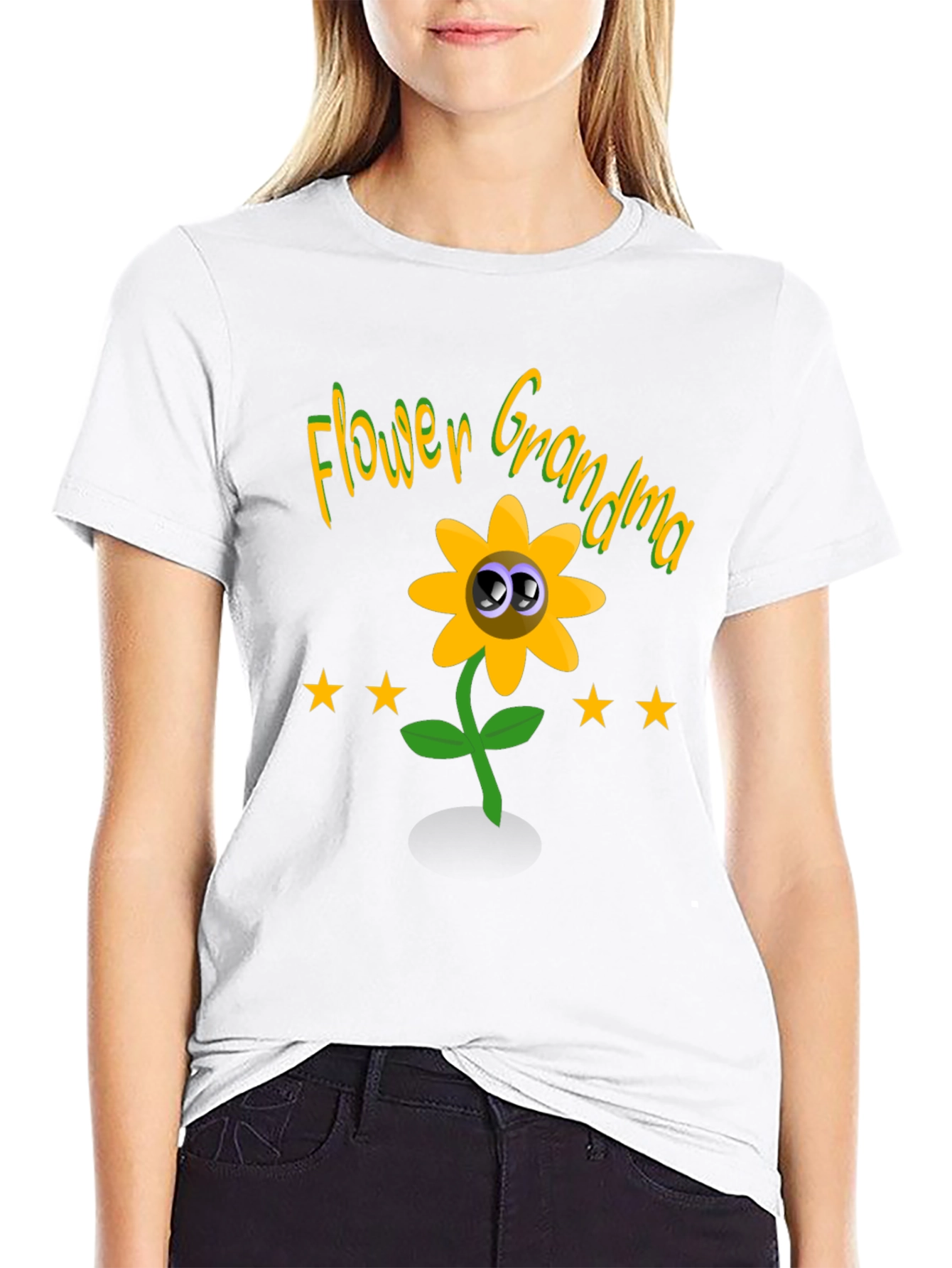 Black Flower Grandma Novelty Graphic T-Shirt view 9