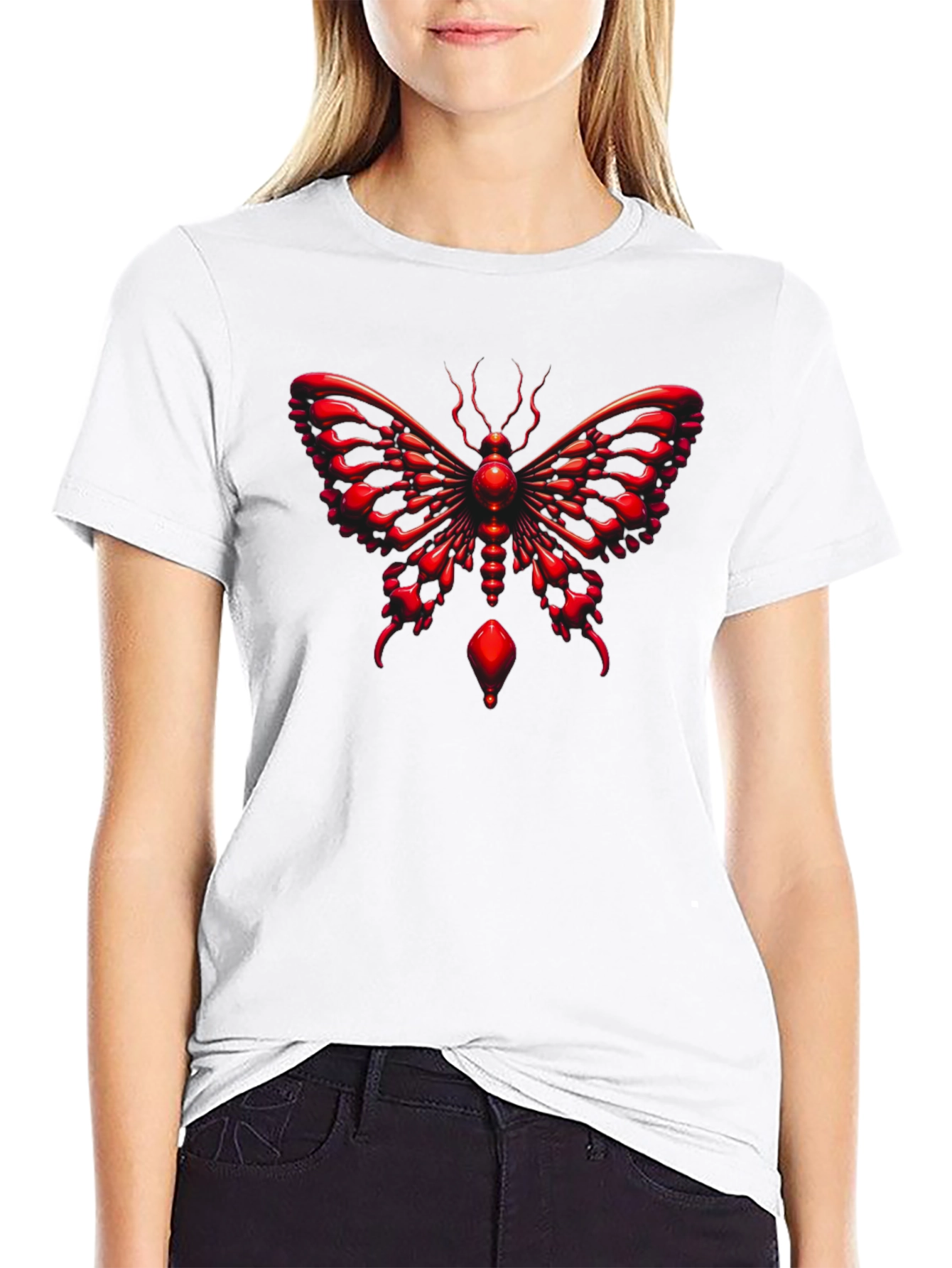 Black Red Butterfly Graphic Tee view 9