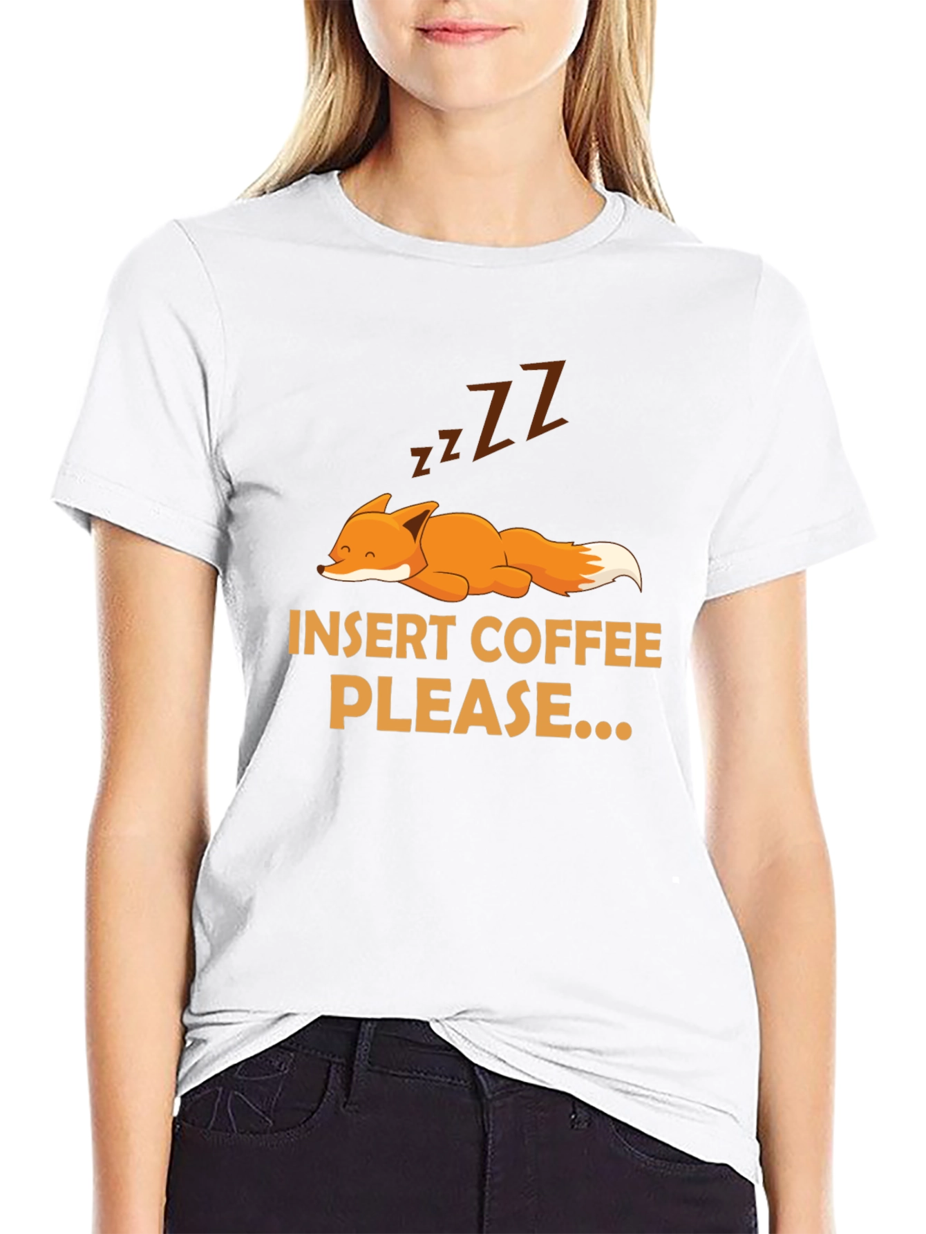 Black Insert Coffee Please Fox Graphic Tee view 9