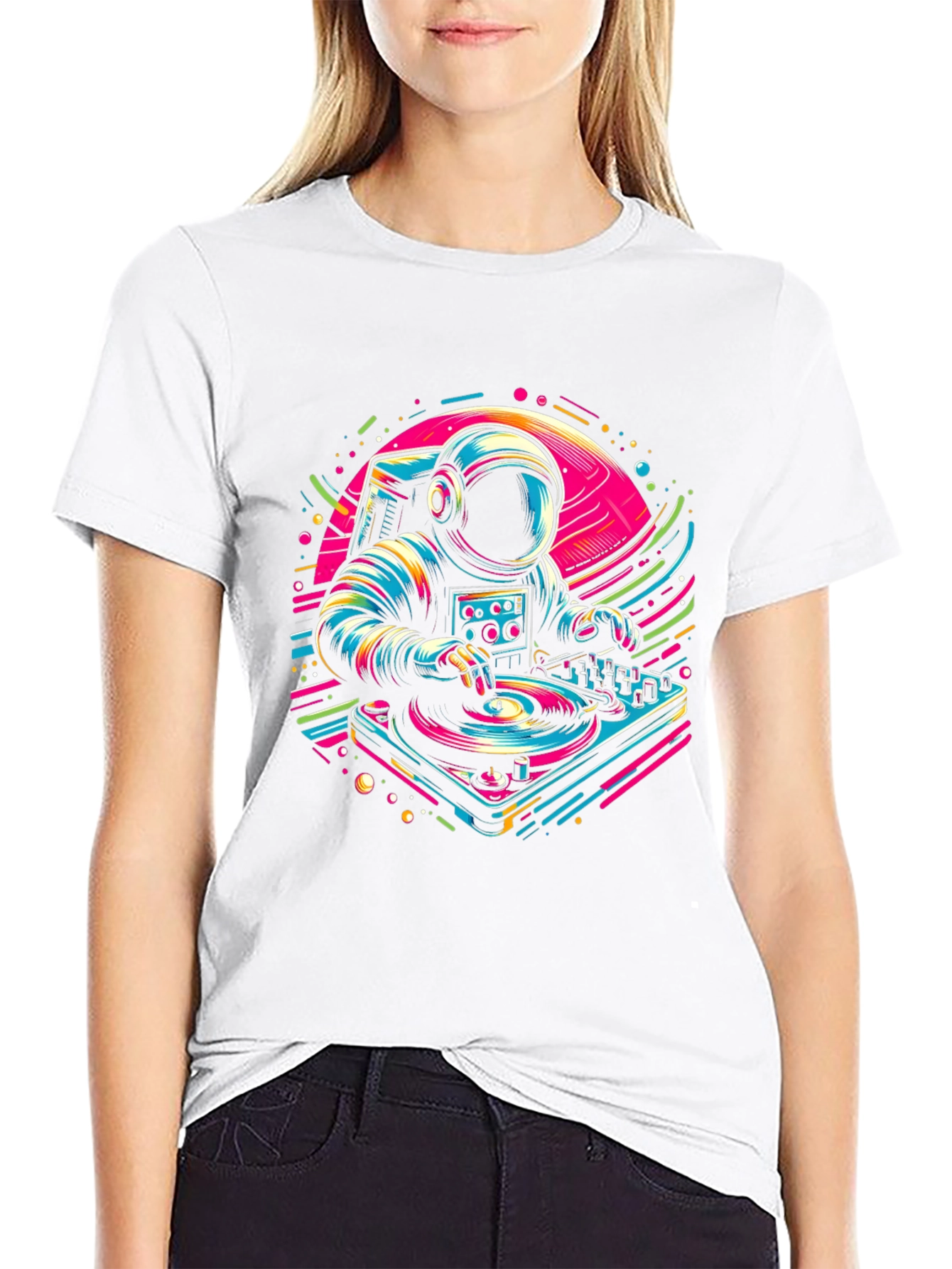 Black DJ Astronaut Graphic Tee - Space Beats view 9