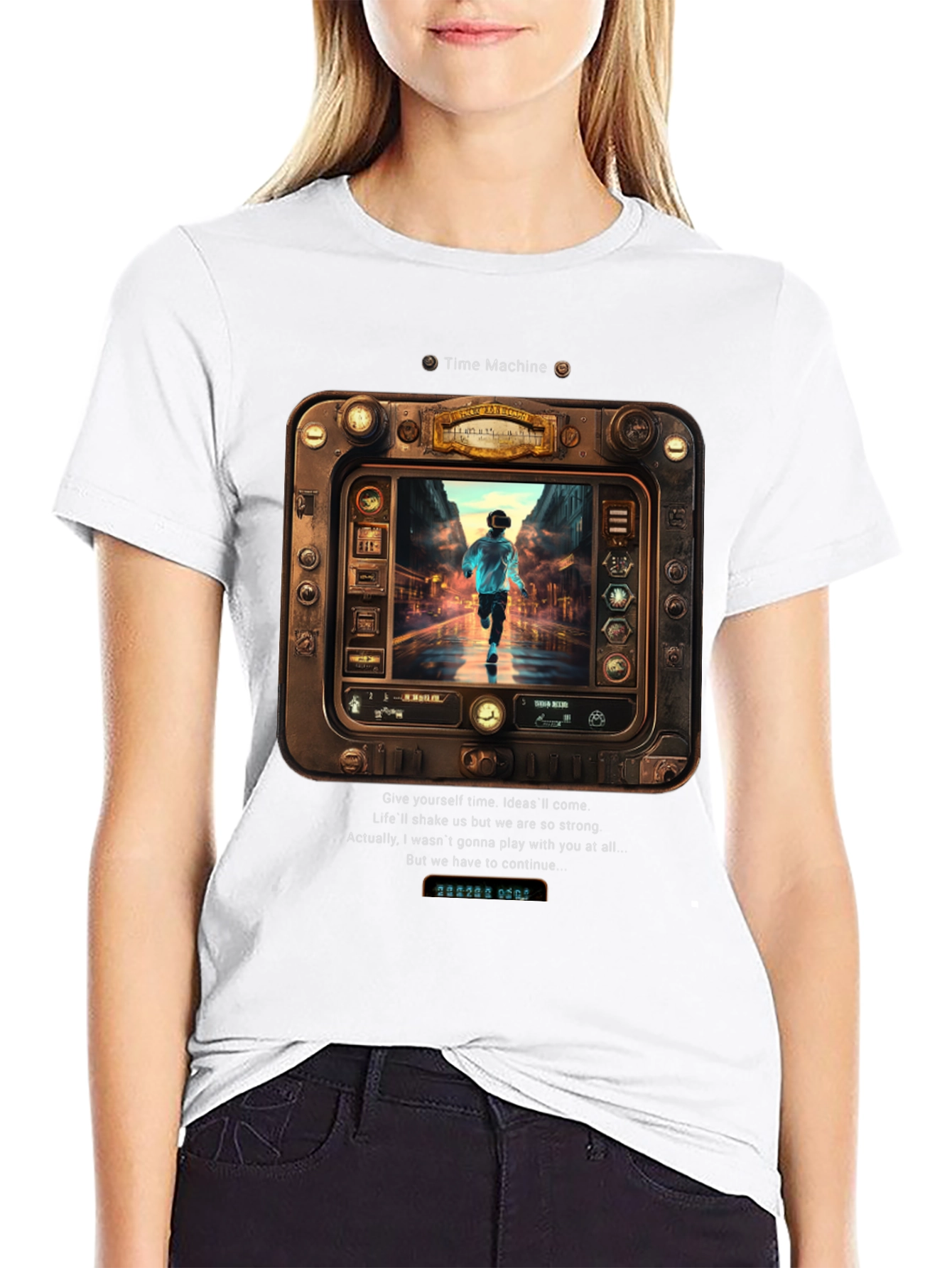 Black Time Machine Graphic Tee - Retro Future Style view 9