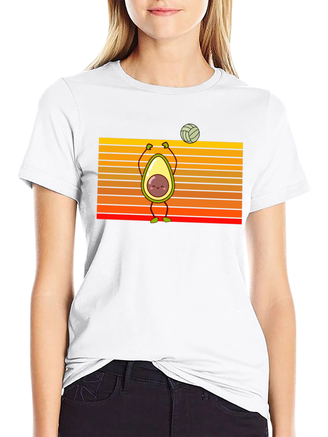 Black Avocado Volleyball T-Shirt: Fun & Stylish view 9