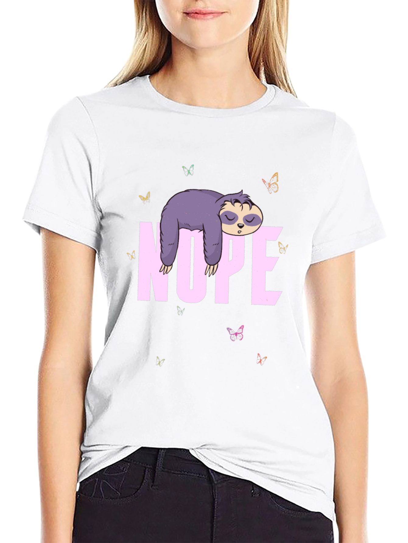 Black Nope Sloth Tee - Cute Lazy Animal T-Shirt view 9