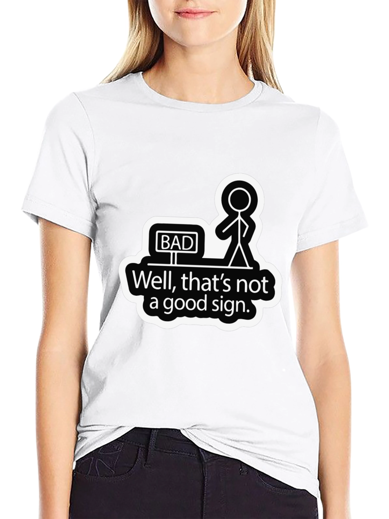 Black Bad Sign Graphic Tee - Humorous Sarcastic Shirt view 9