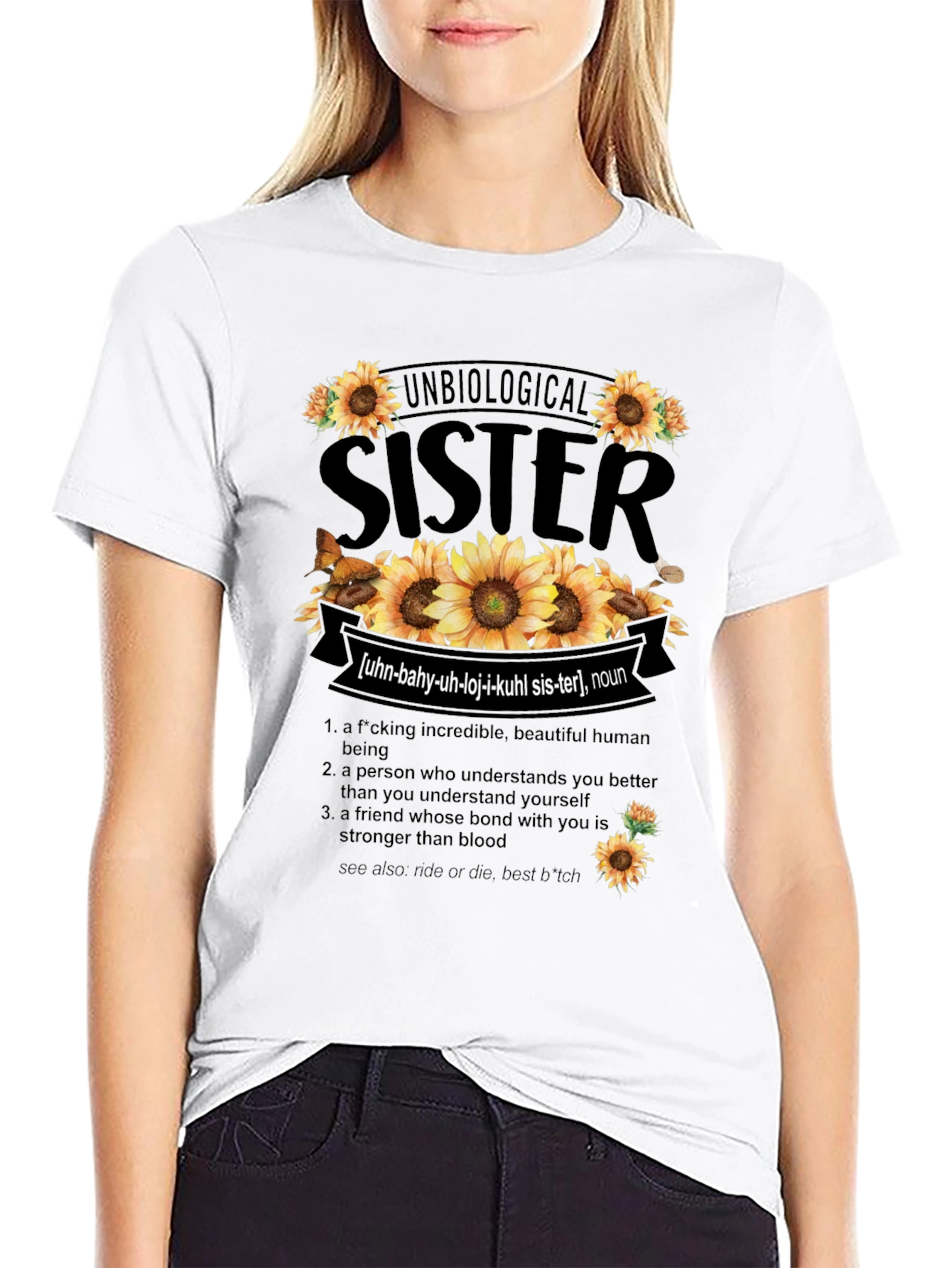 Unbiological Sister Sunflower Graphic T-Shirt - 9