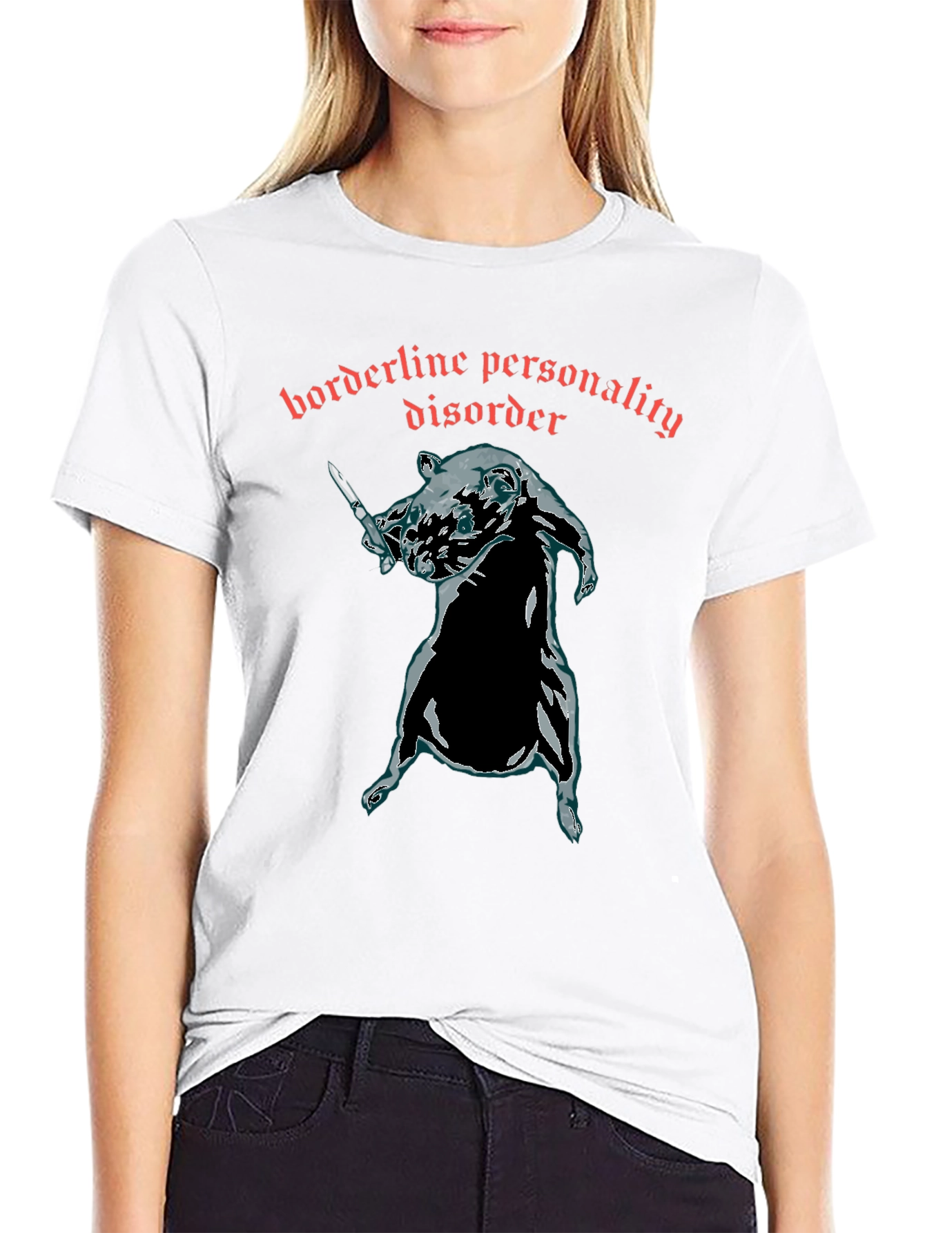 Black Borderline Personality Disorder Rat T-Shirt view 9