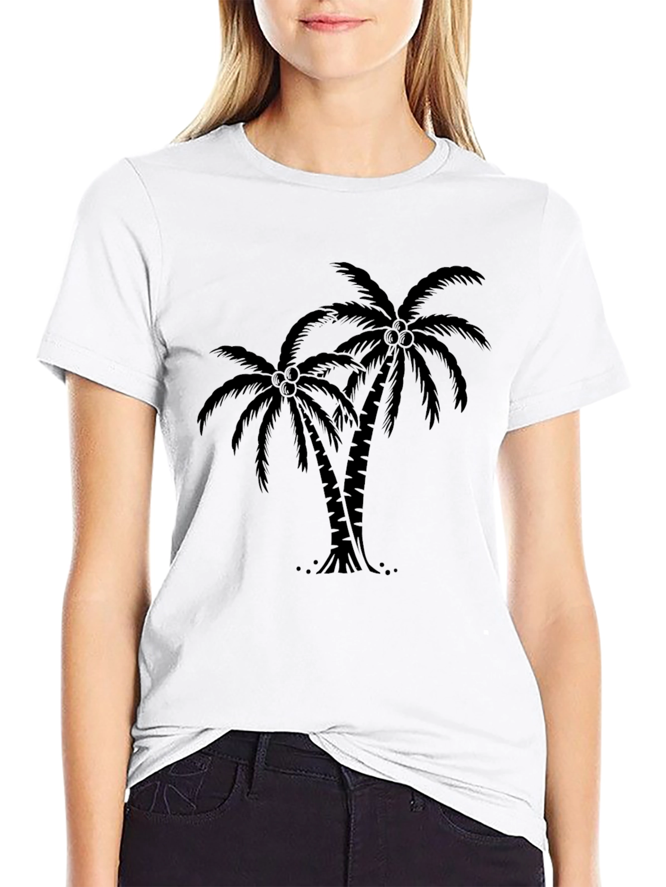 Black Tropical Palm Tree Graphic Tee - Black view 9