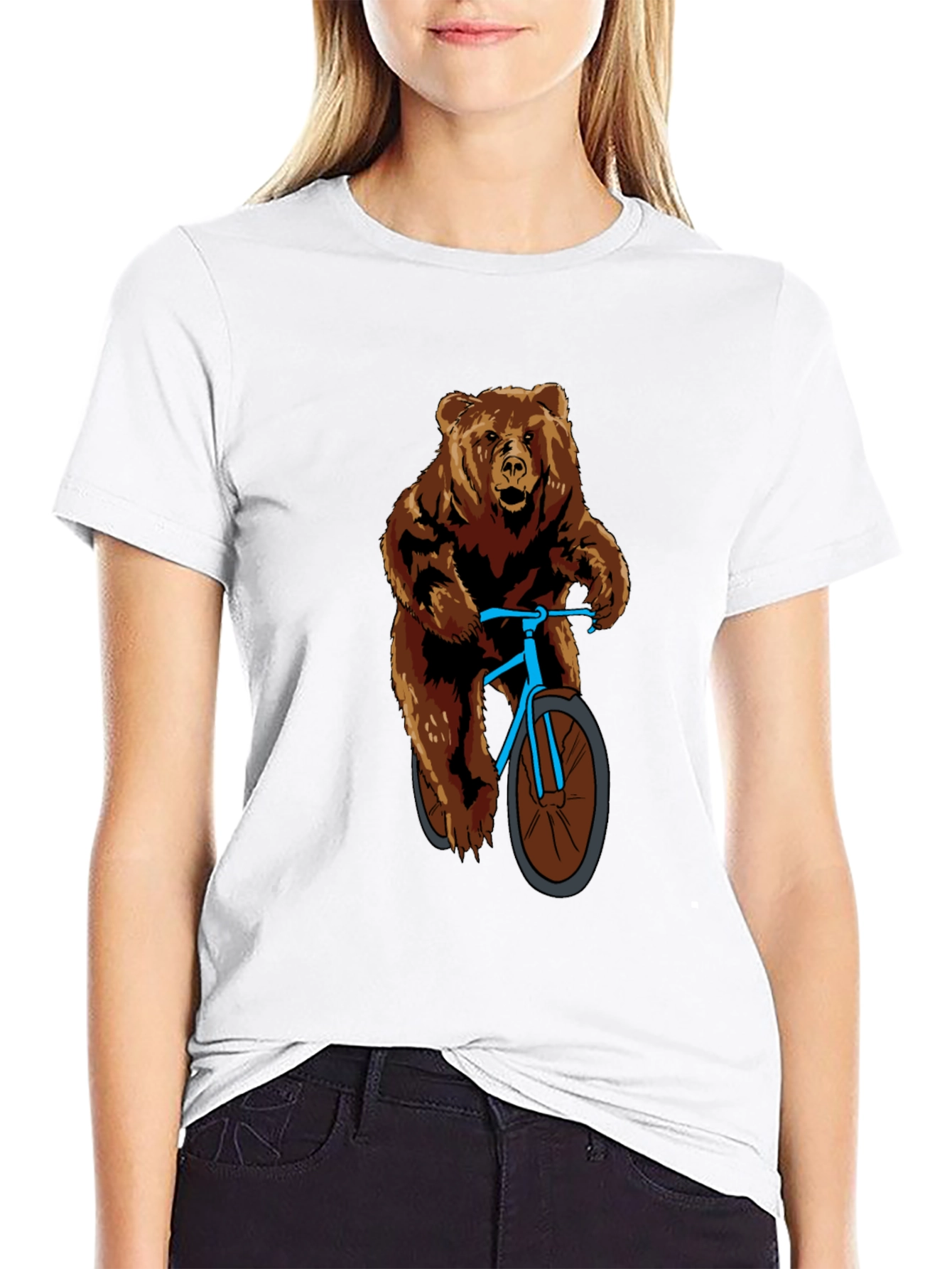 Black Bear on Bike Graphic T-Shirt - Cool Animal Tee view 9
