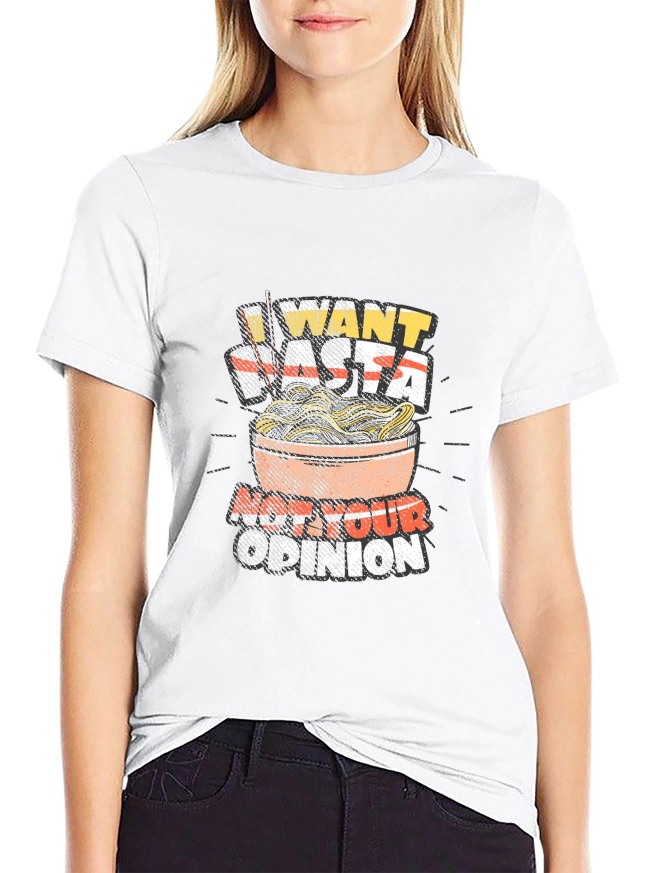Black I Want Pasta Graphic T-Shirt - Funny Foodie Tee view 9