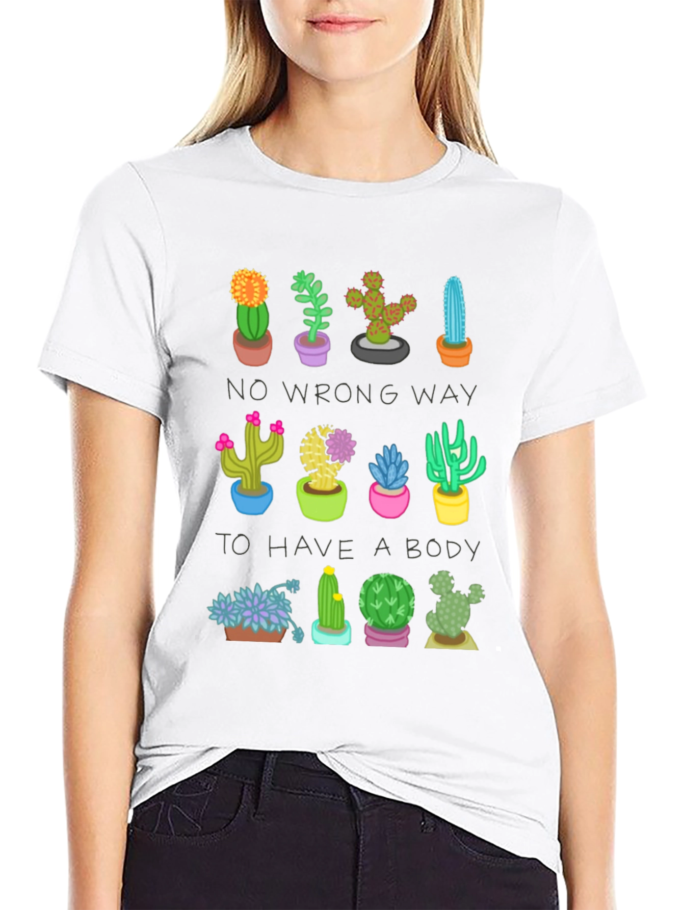 Black Cactus Body Positive Graphic Tee view 9