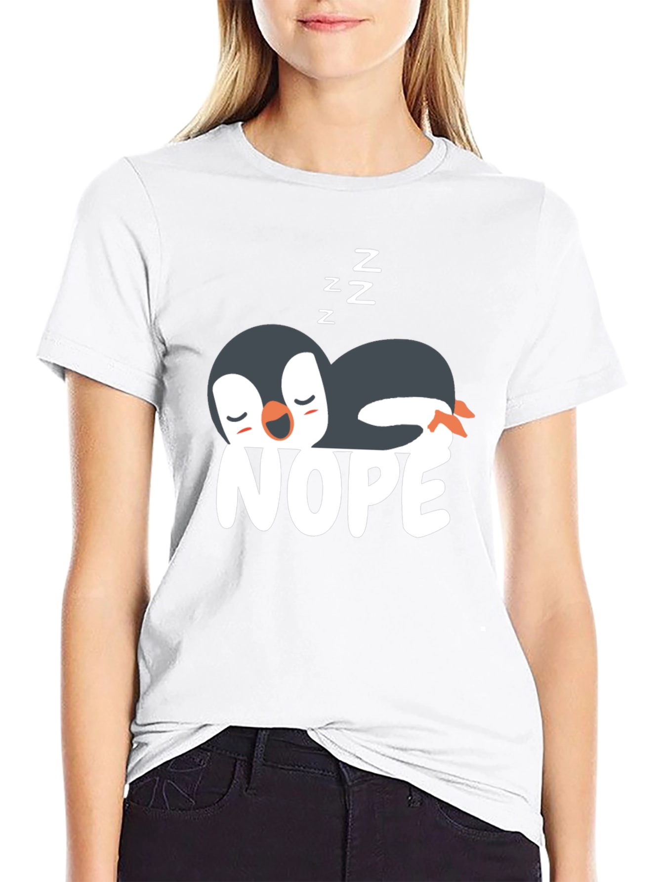 Black Nope Penguin T-Shirt - Funny & Relaxed Style view 9
