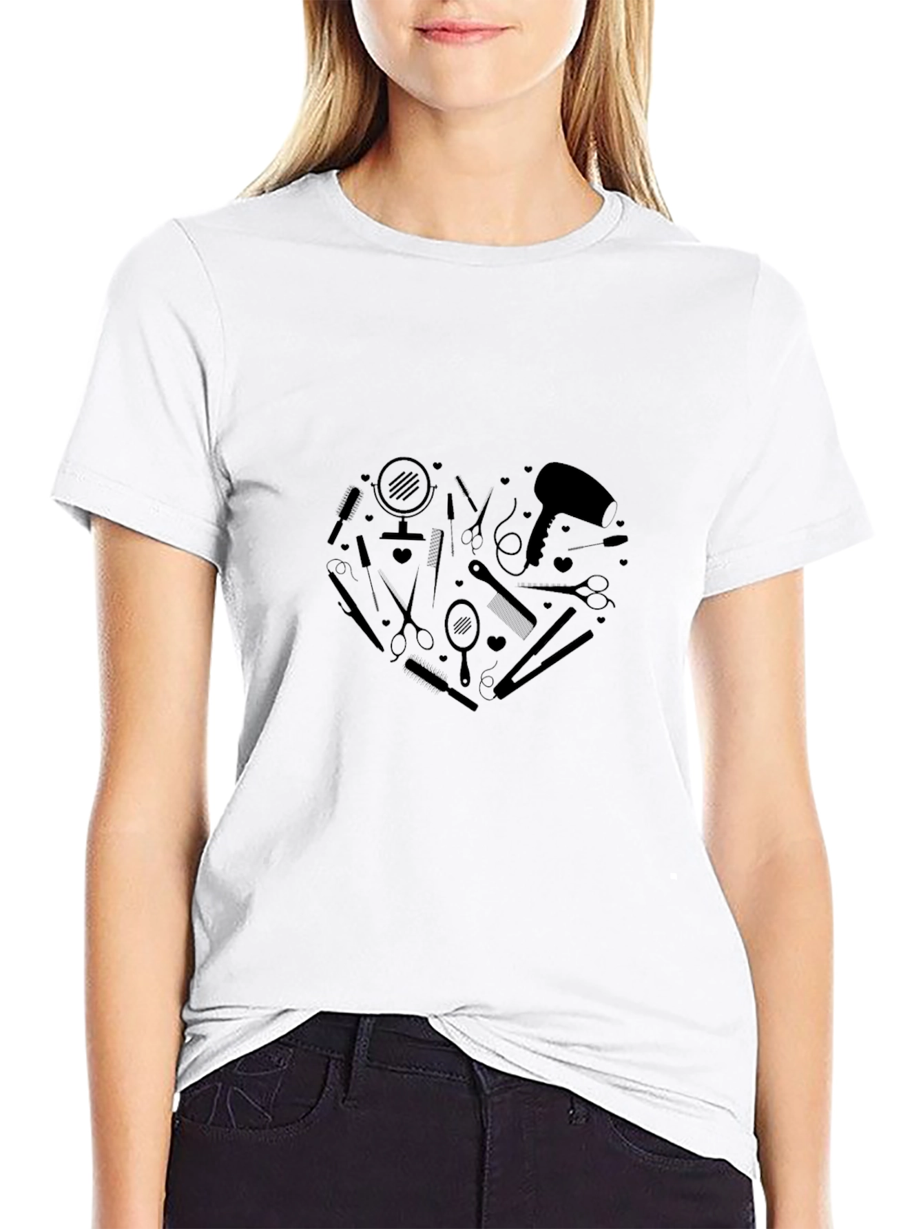 Black Stylist Heart Graphic Tee - Salon & Barber Love view 9