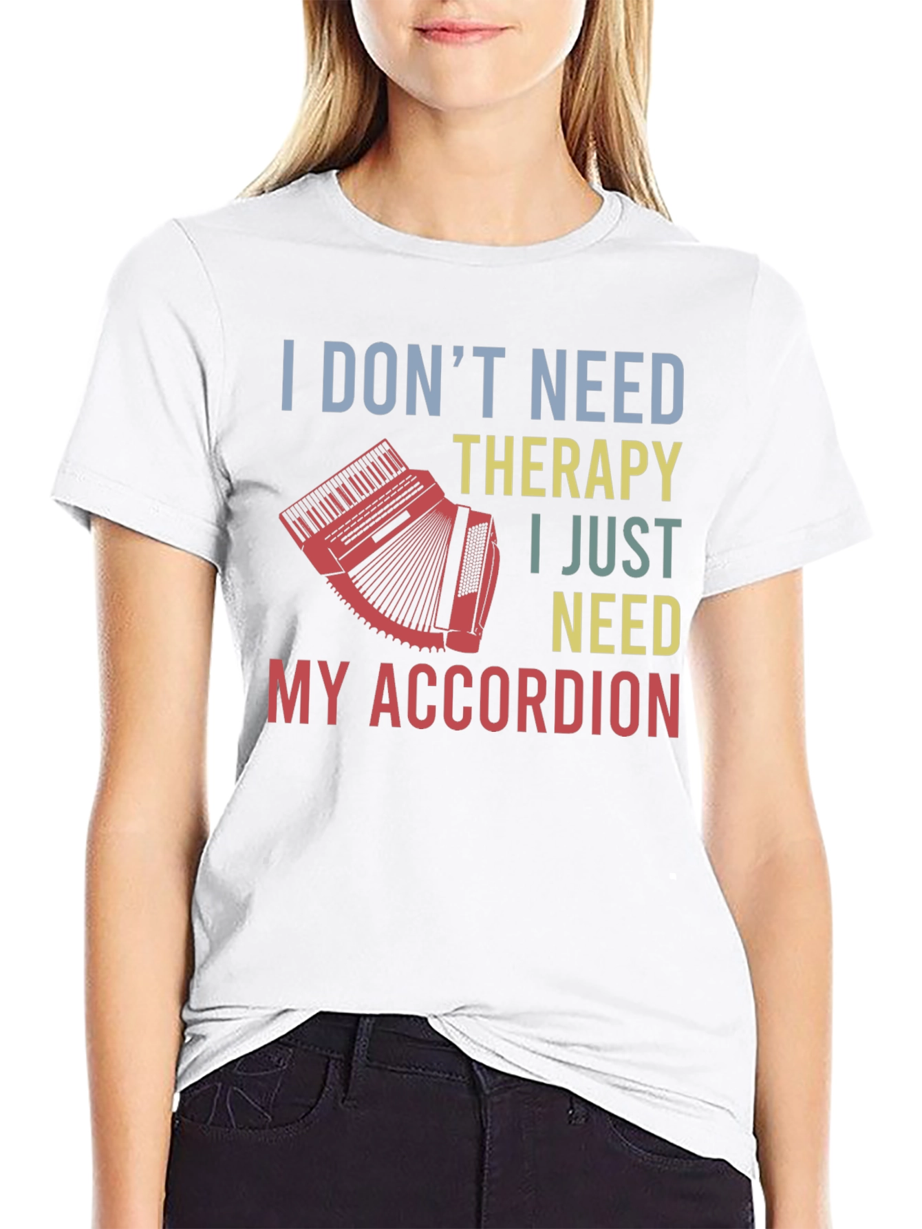 Black Accordion Therapy T-Shirt - Musician Gift view 9