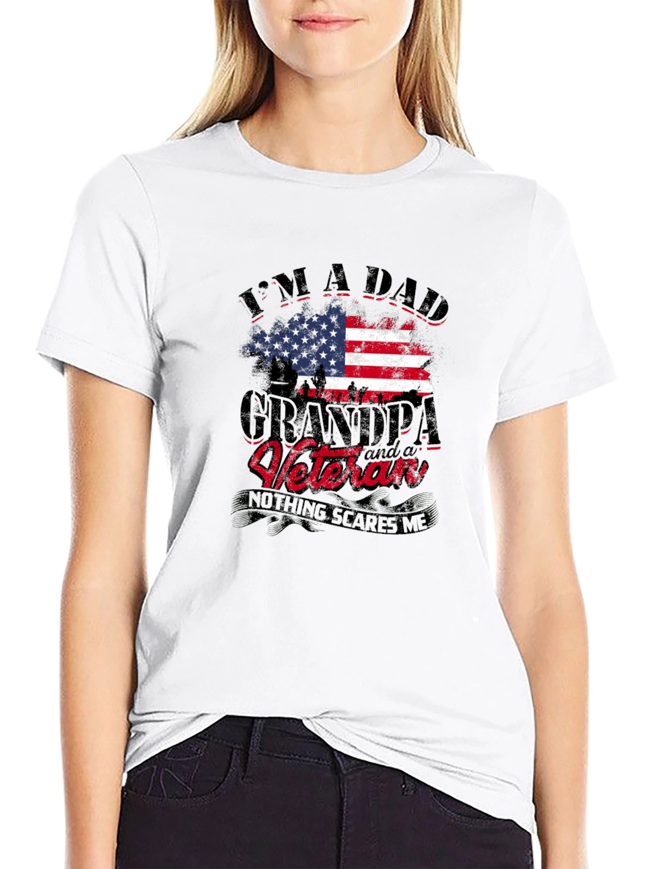 Black Dad Grandpa Veteran Graphic Tee view 9
