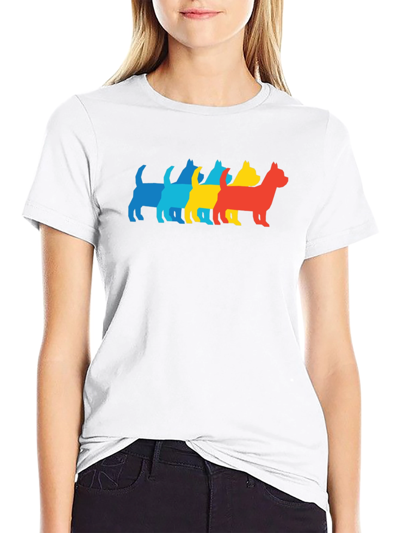Black Pop Art Dog Silhouette Graphic Tee view 9