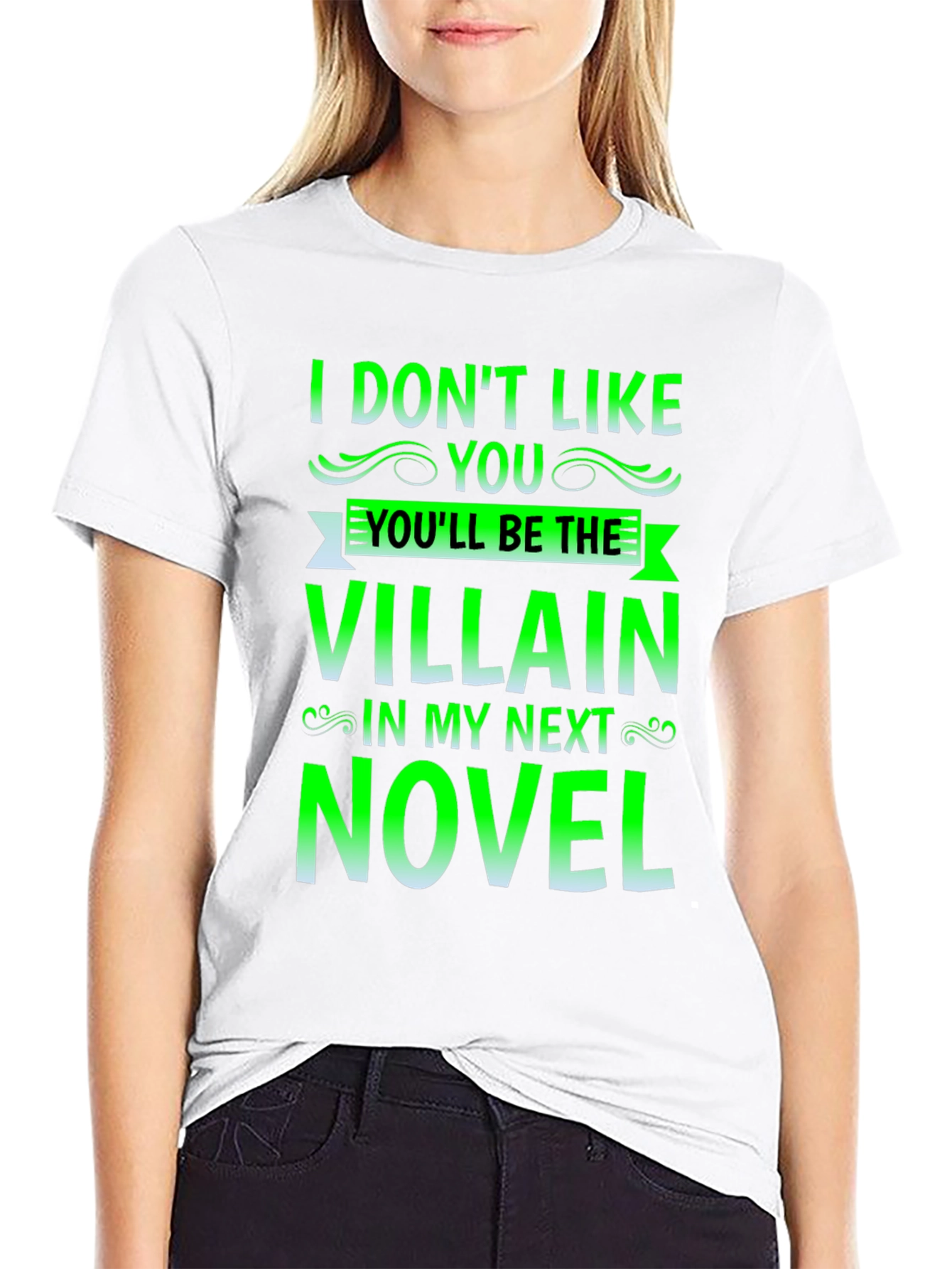 Black Villain Novel Black T-Shirt - Funny Writer Tee view 9
