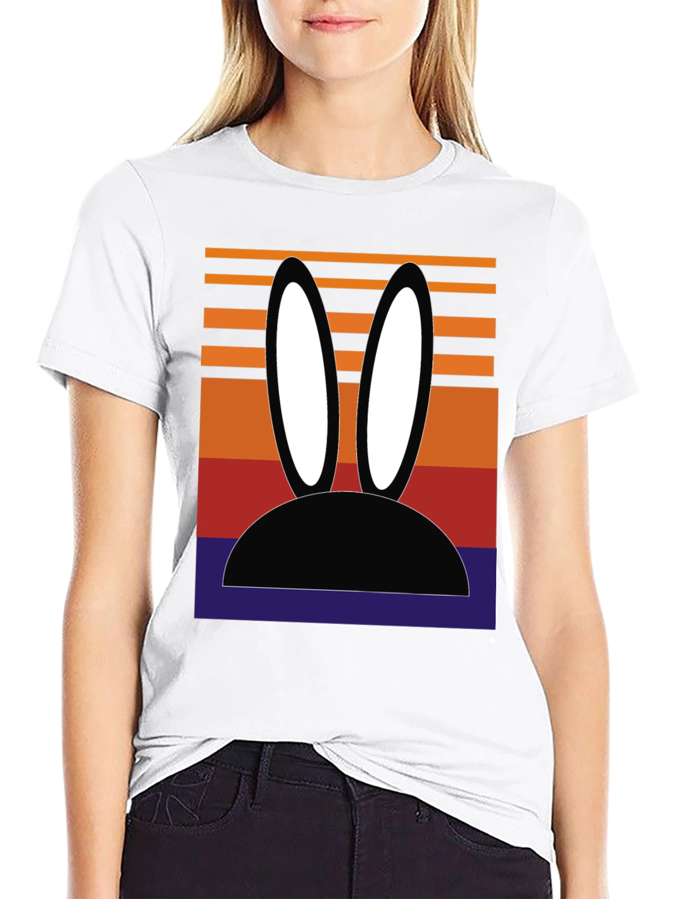 Black Retro Bunny Ears Graphic Tee view 9