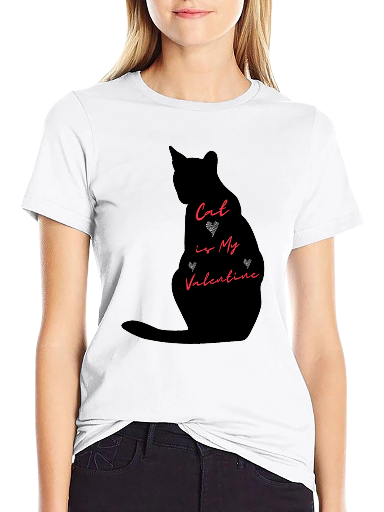 Black Cat is My Valentine Graphic Tee view 9