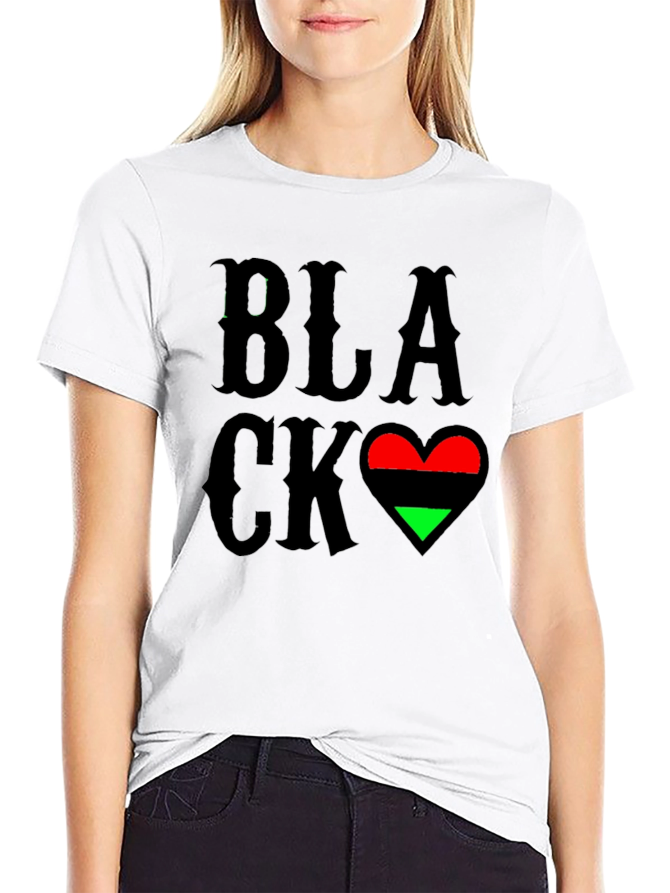 Black Black Love Heart T-Shirt - Pan-African Colors view 9