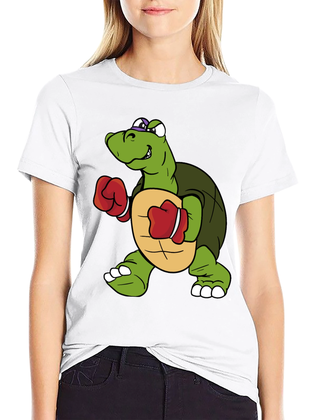 Black Turtle Boxer Graphic Tee - Novelty Cartoon Shirt view 9