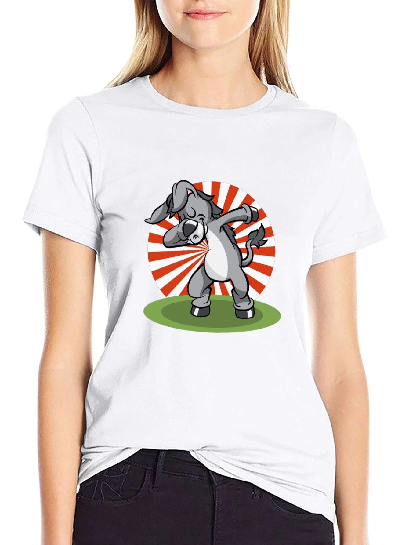 Black Dabbing Donkey Graphic T-Shirt - Black view 9