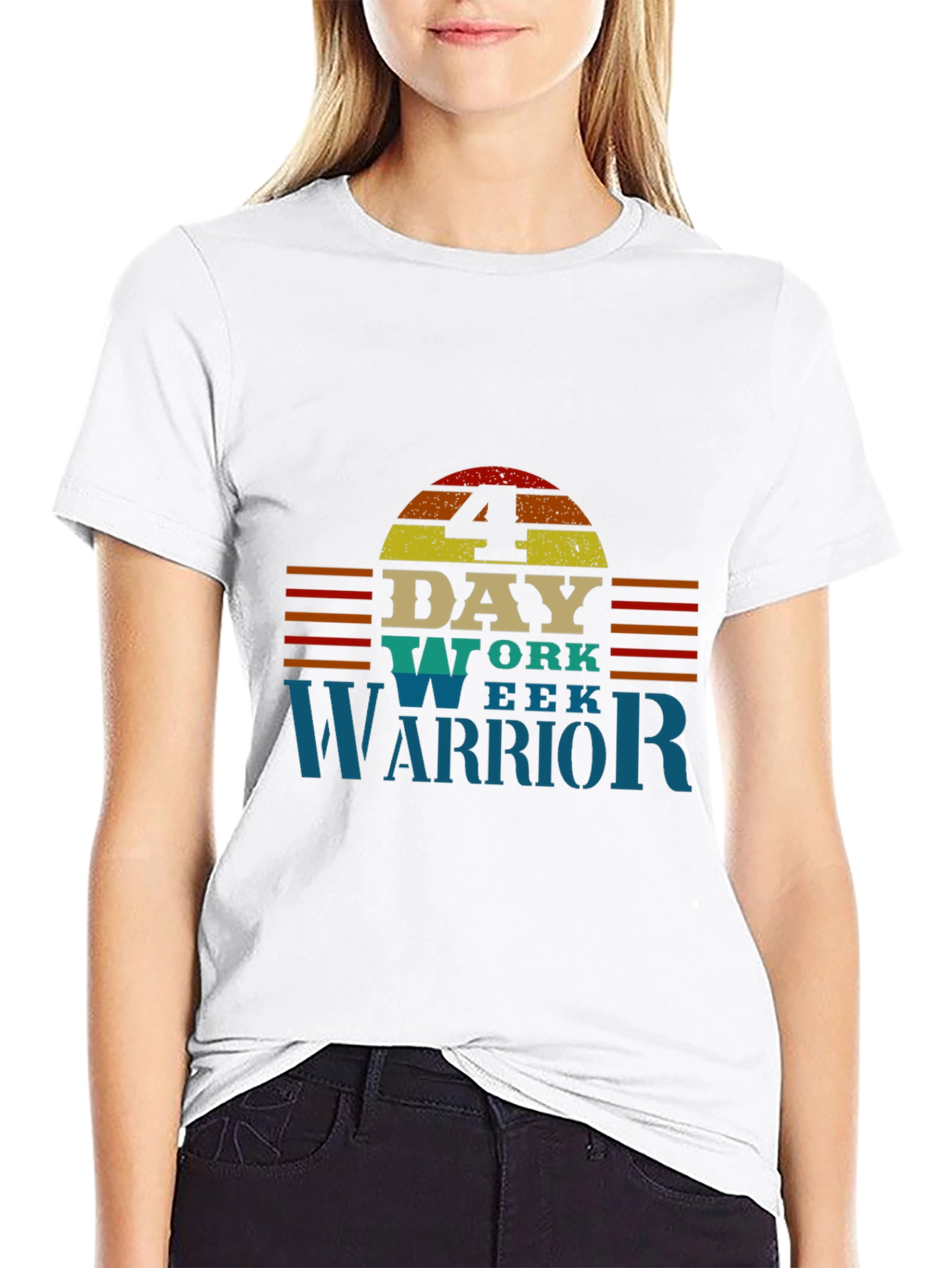 Black 4 Day Work Week Warrior T-Shirt view 9