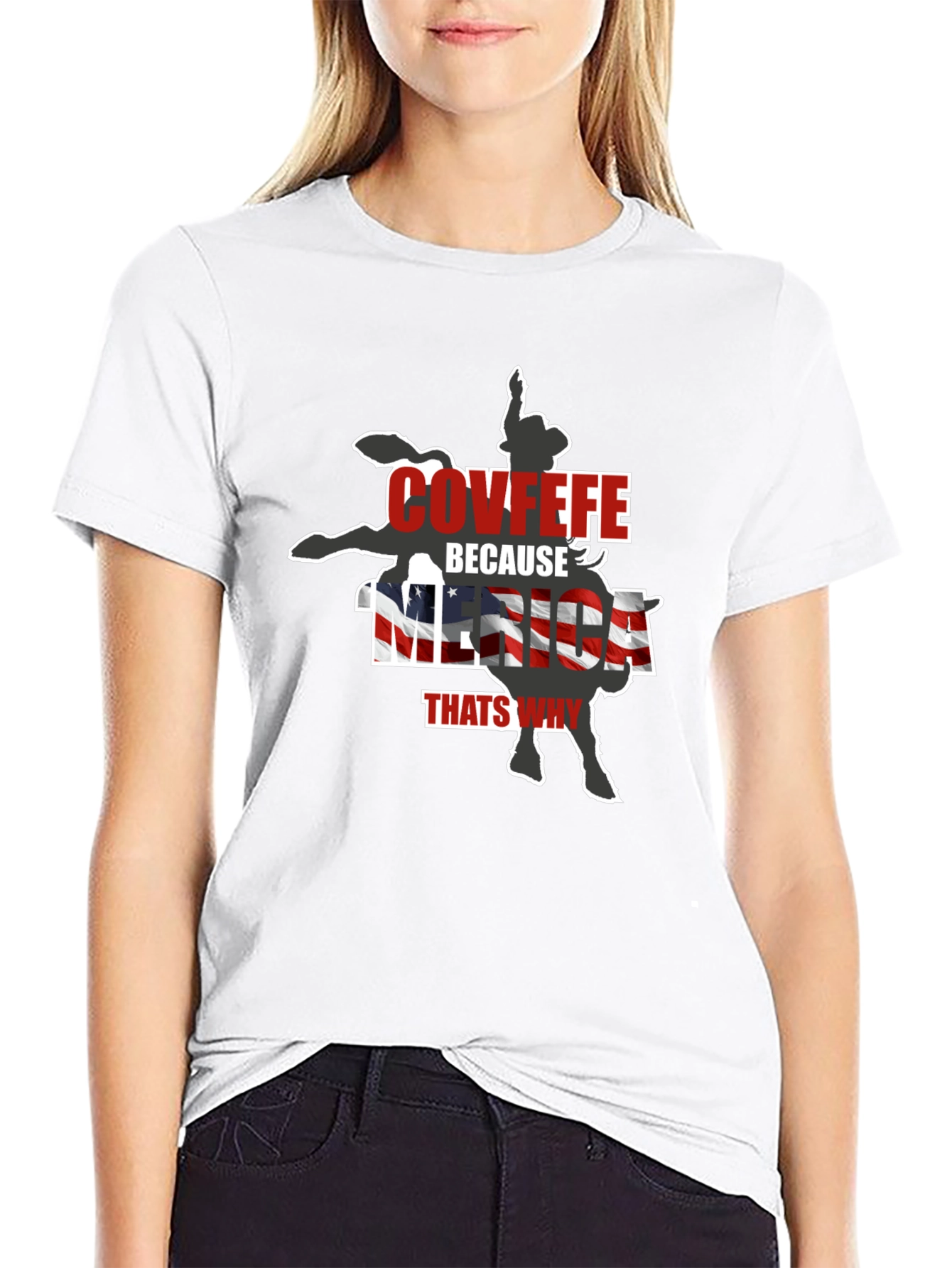 Black Covfefe Because Merica That's Why Black T-Shirt view 9