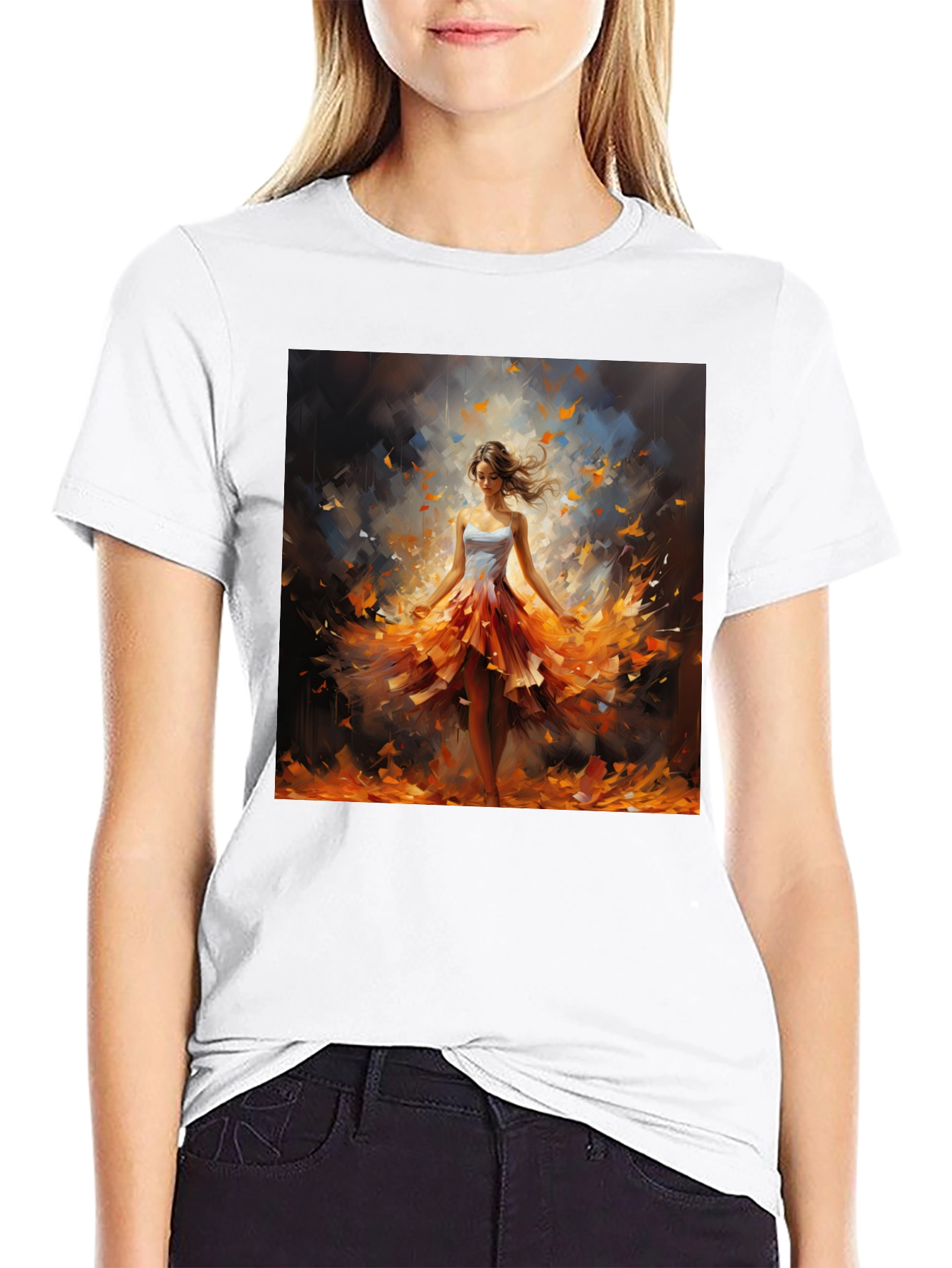 Black Woman in Autumn Dress T-Shirt view 9