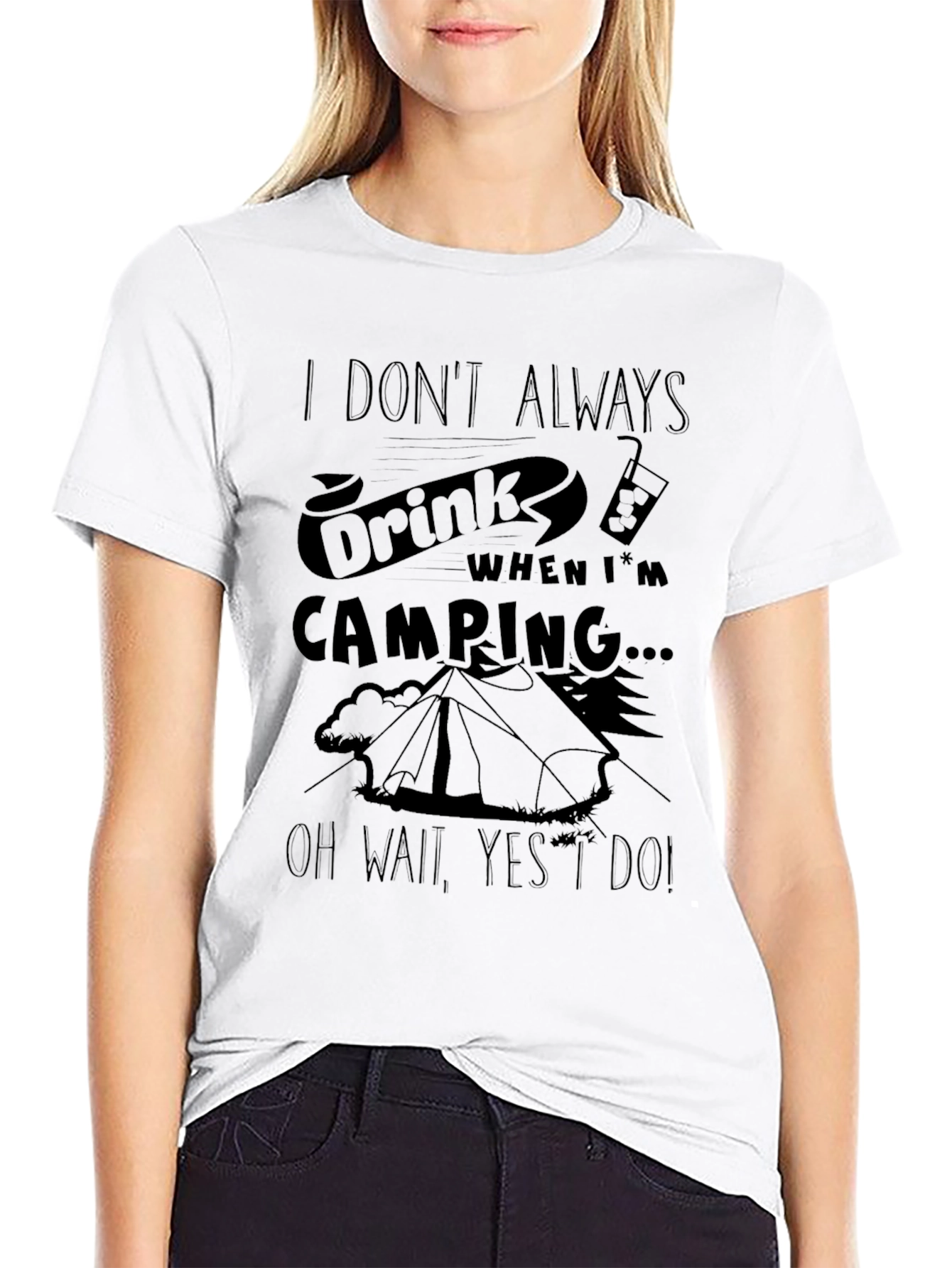 Black Funny Camping T-Shirt: I Don't Always Drink... view 9