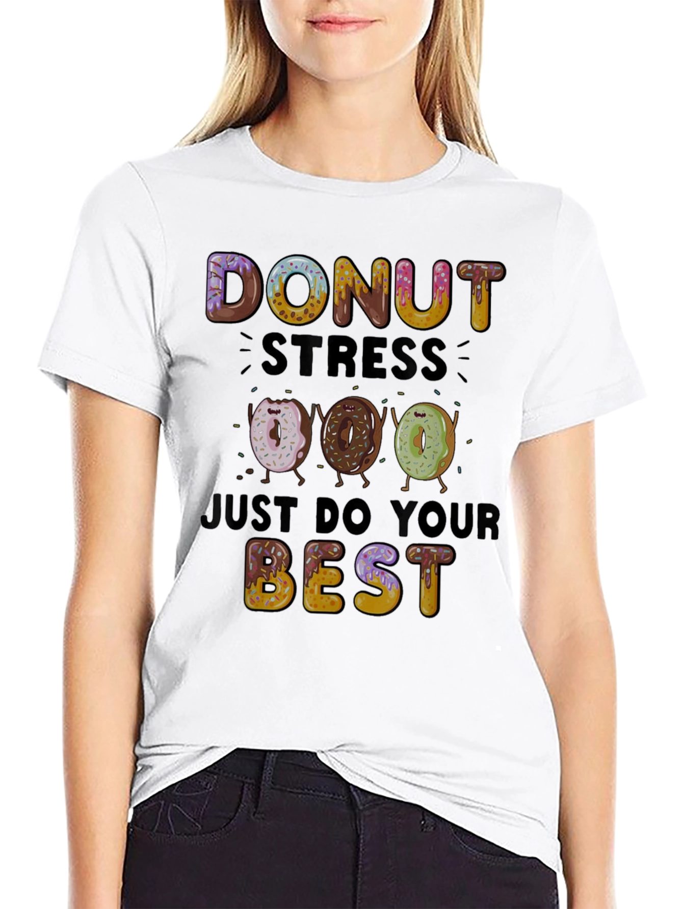 Black Donut Stress T-Shirt: Just Do Your Best! view 9